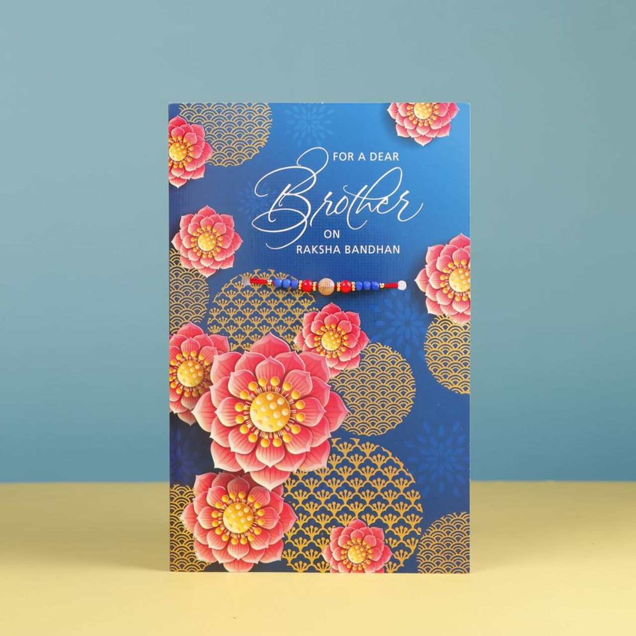 Archies For A Dear Brother Greeting Card with Beaded Rakhi - Thoughtful Gift