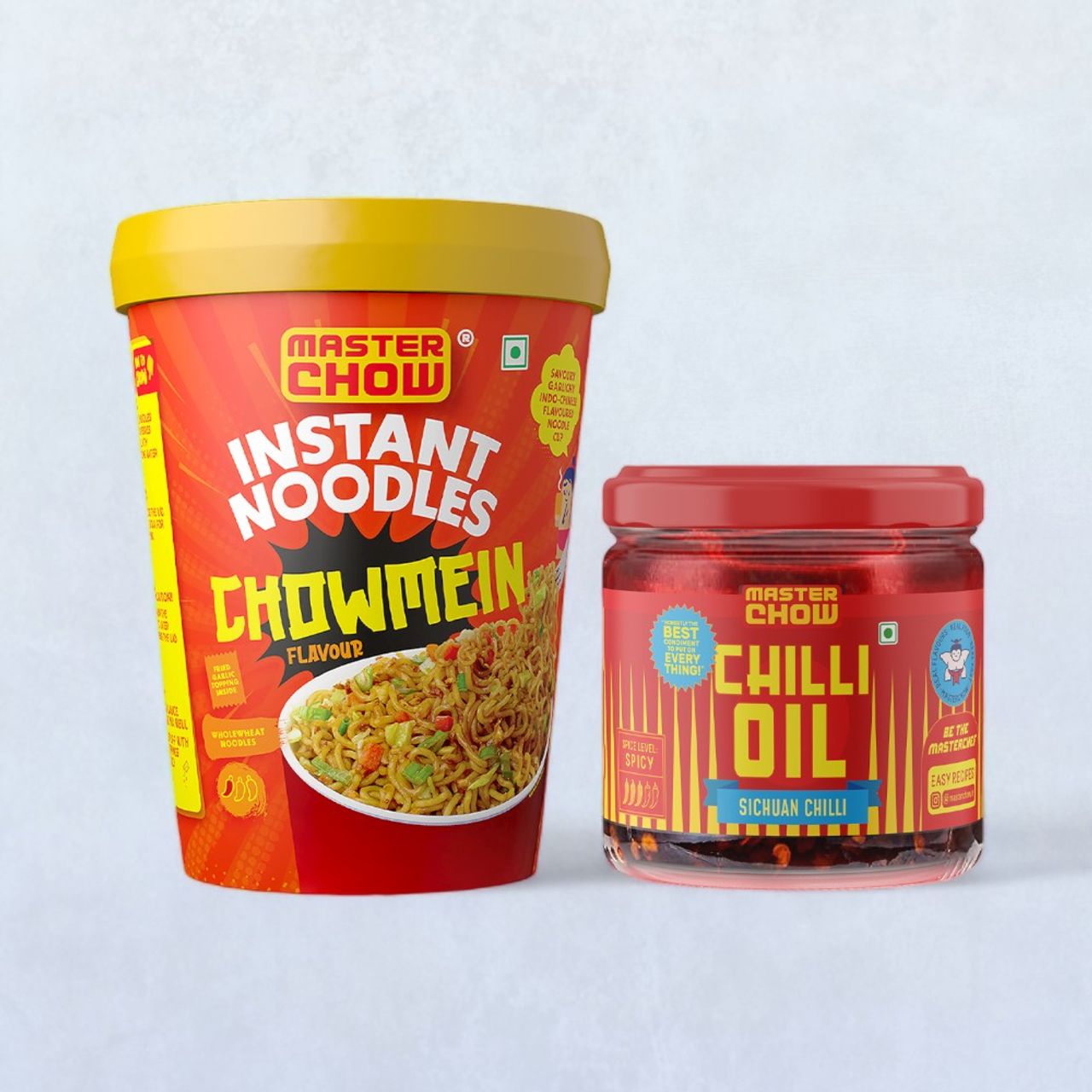 Masterchow Instant Cup Noodles - Chowmein Flavour(100gms) & Masterchow Spicy Sichuan Chilli Oil(170gms) Combo