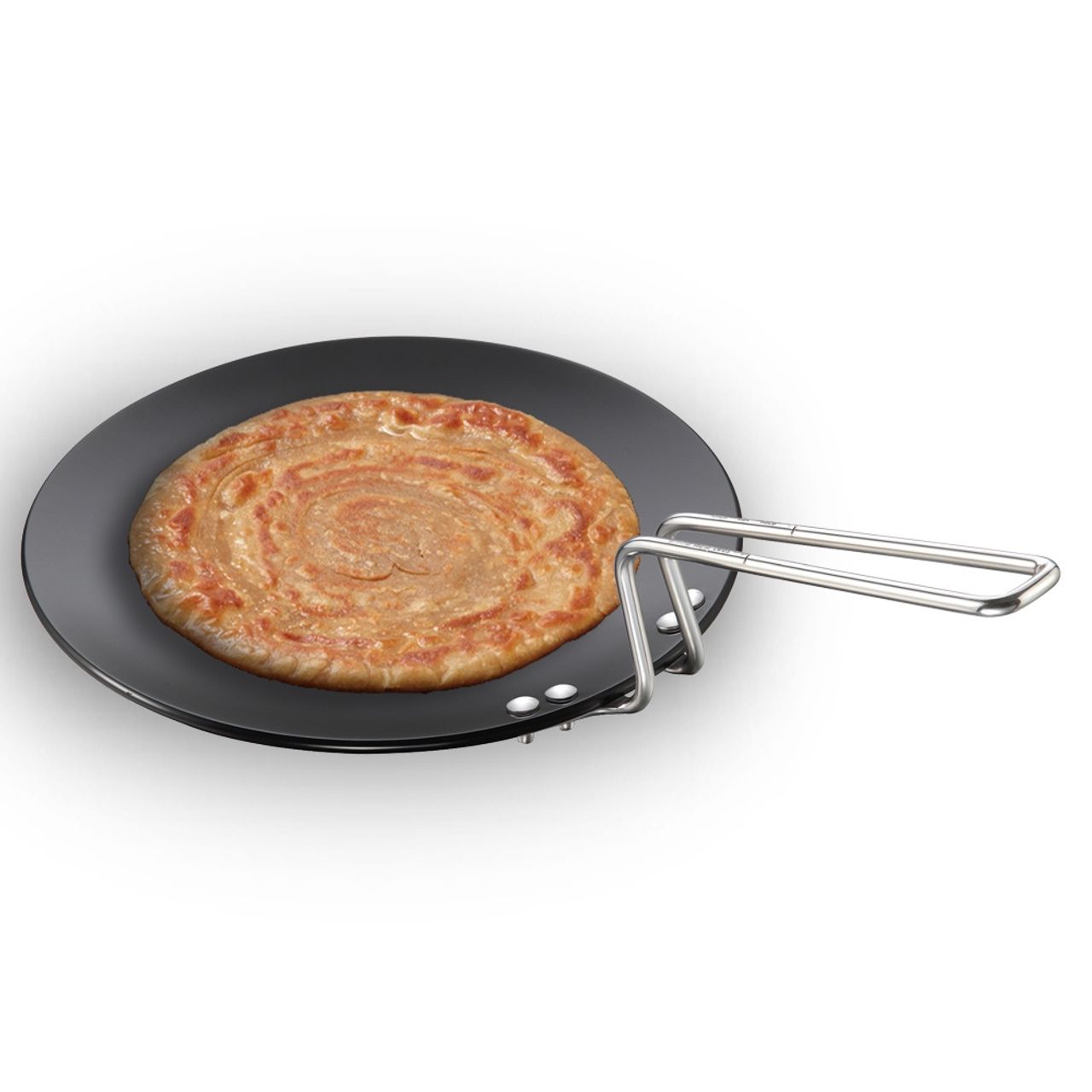 Hawkins Futura 28 Cm Tava Hard Anodised Tawa With Stainless Steel Handle - Black