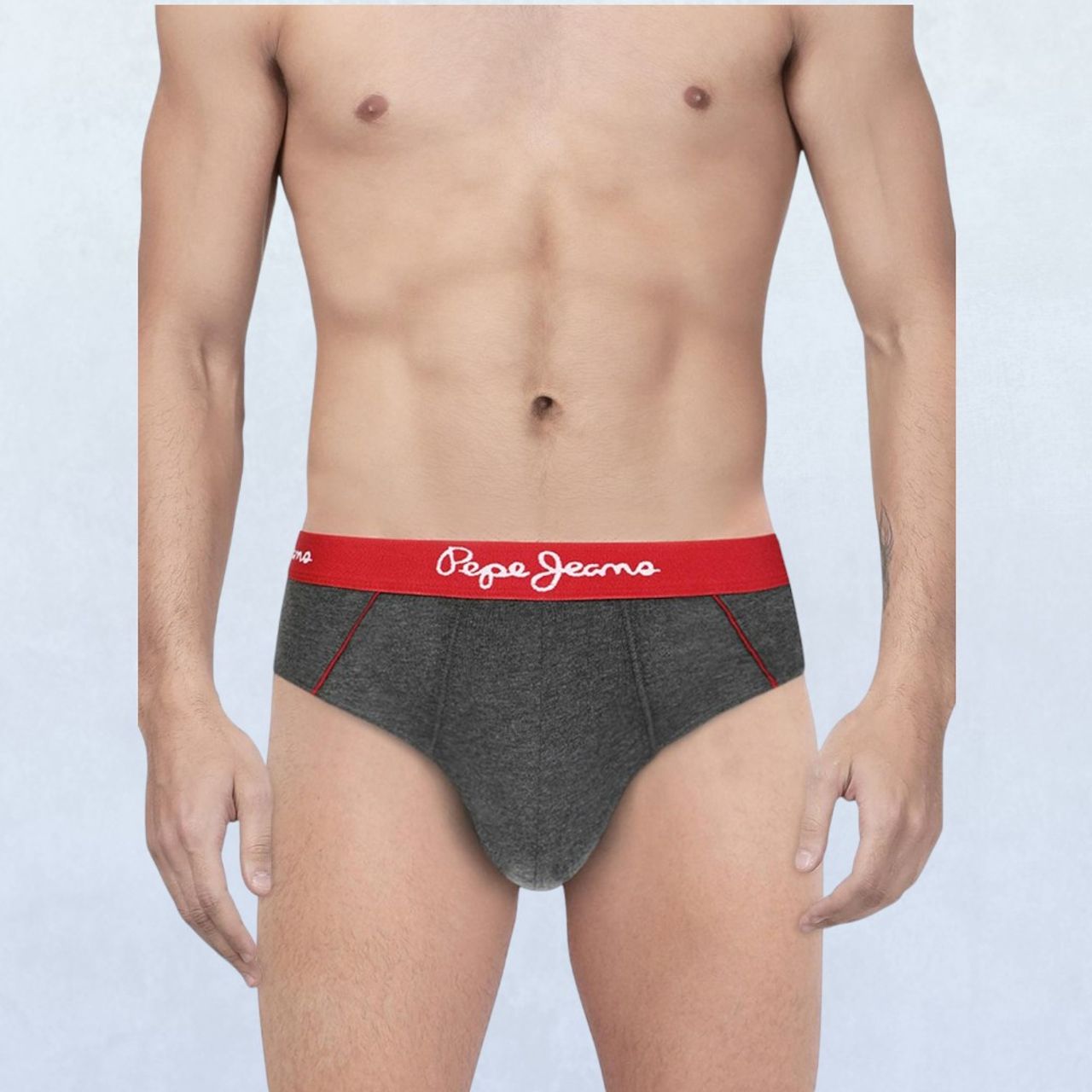 Pepe Jeans Men's Solid Charcoal Melange Brief | S