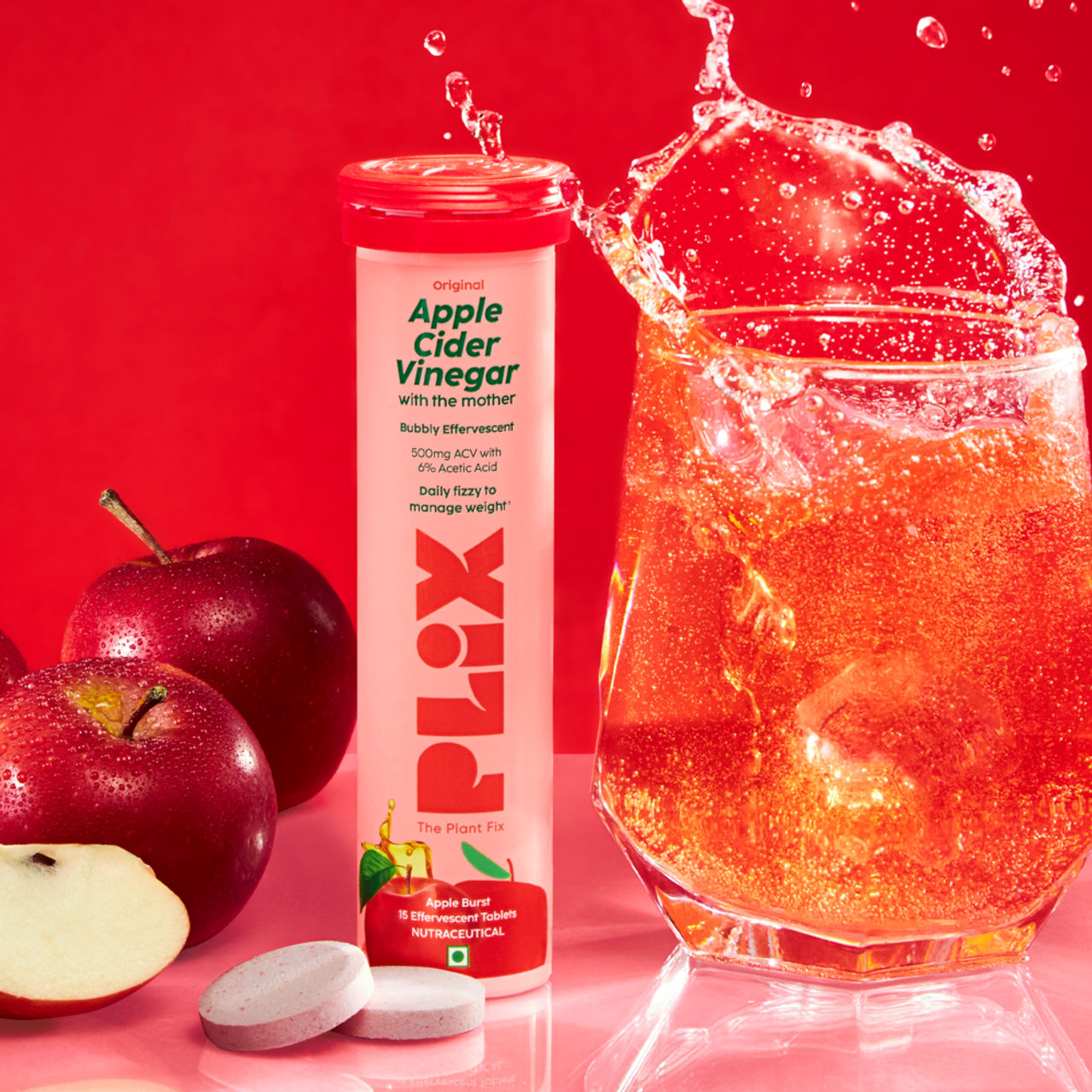 Plix Apple Cider Vinegar Effervescent for Weight Loss (Apple Burst) - Pack Of 1