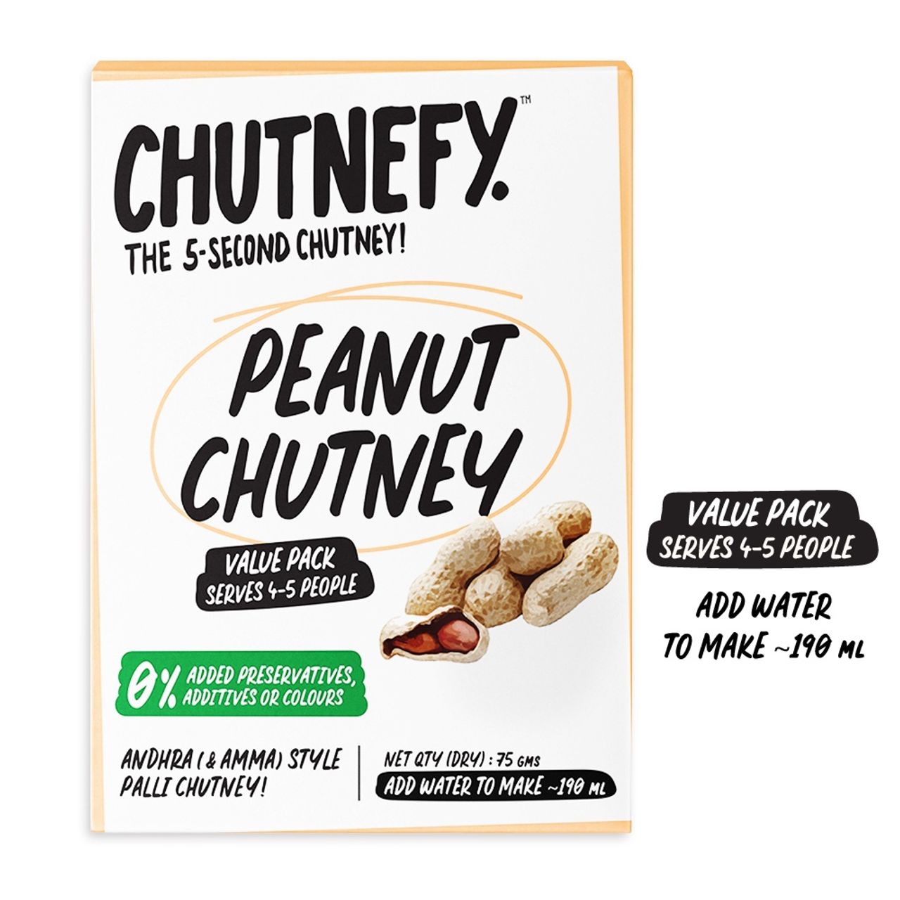 Chutnefy Peanut Chutney - Value Pack | Serves 4-5 People - 0% Additives-Colours-Preservatives