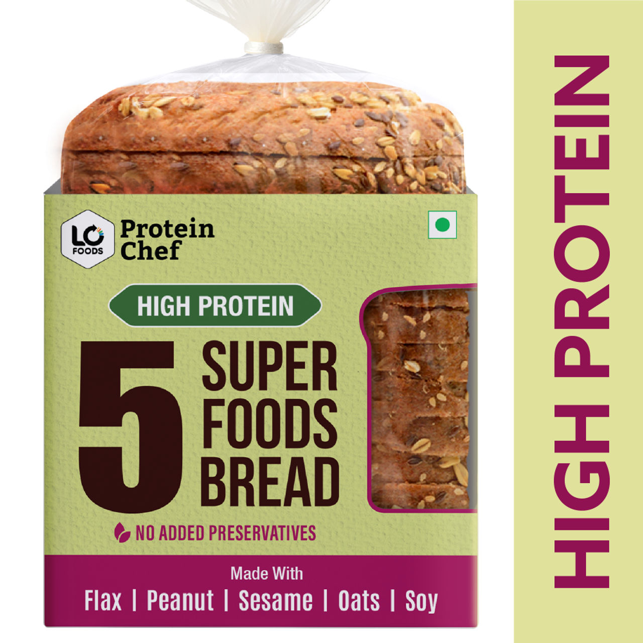 Protein Chef 5 Super Foods Multigrain Brown Bread (Zero Maida, High Protein) Made with MP Sharbati
