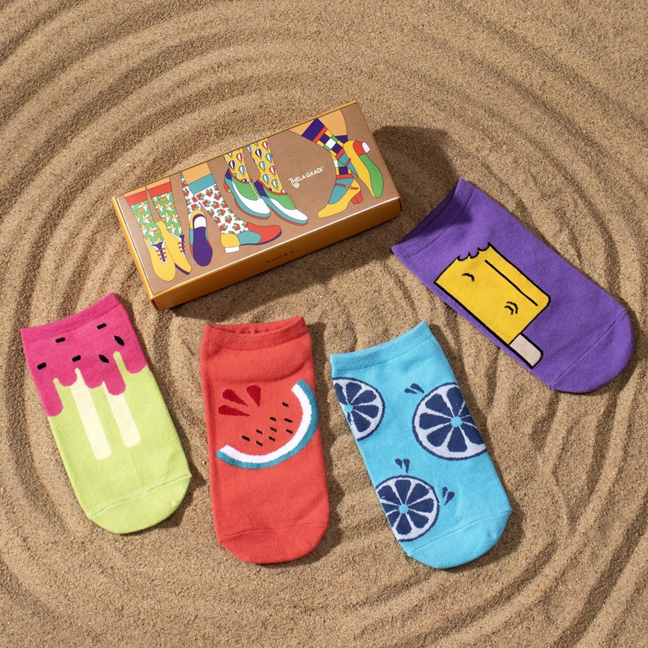 Thela Gaadi Unisex 78% Cotton, 17% Spandex, and 5% Elastic Ankle Length Socks | Assorted