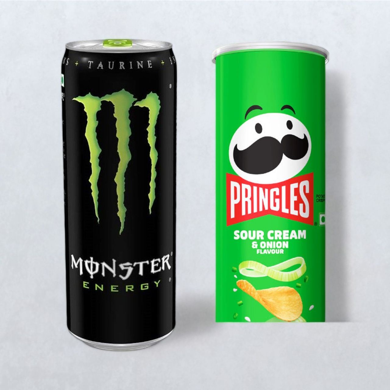 Monster Energy Drink(350ml) & Pringles Potato Crisps Sour Cream & Onion(134gms) Combo