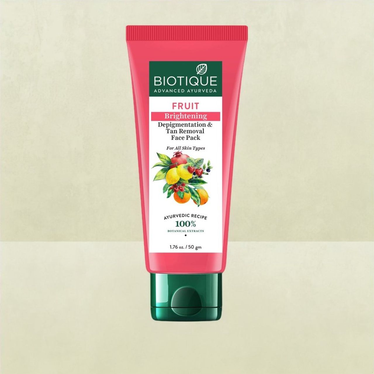 Biotique Fruit Brightening Depigmentation & Tan Removal Face Pack Tube