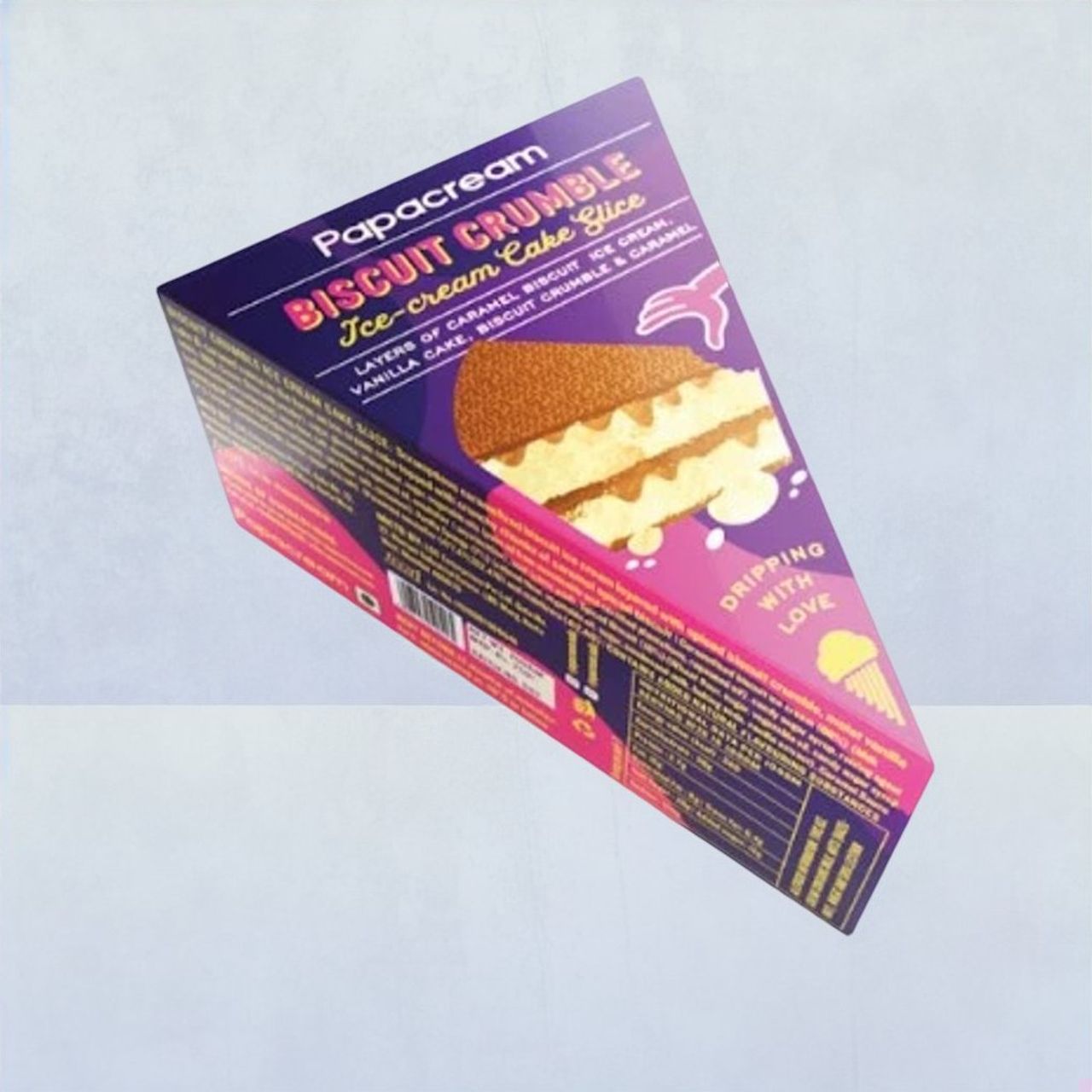 Papacream Biscuit Crumble Ice Cream Cake Slice