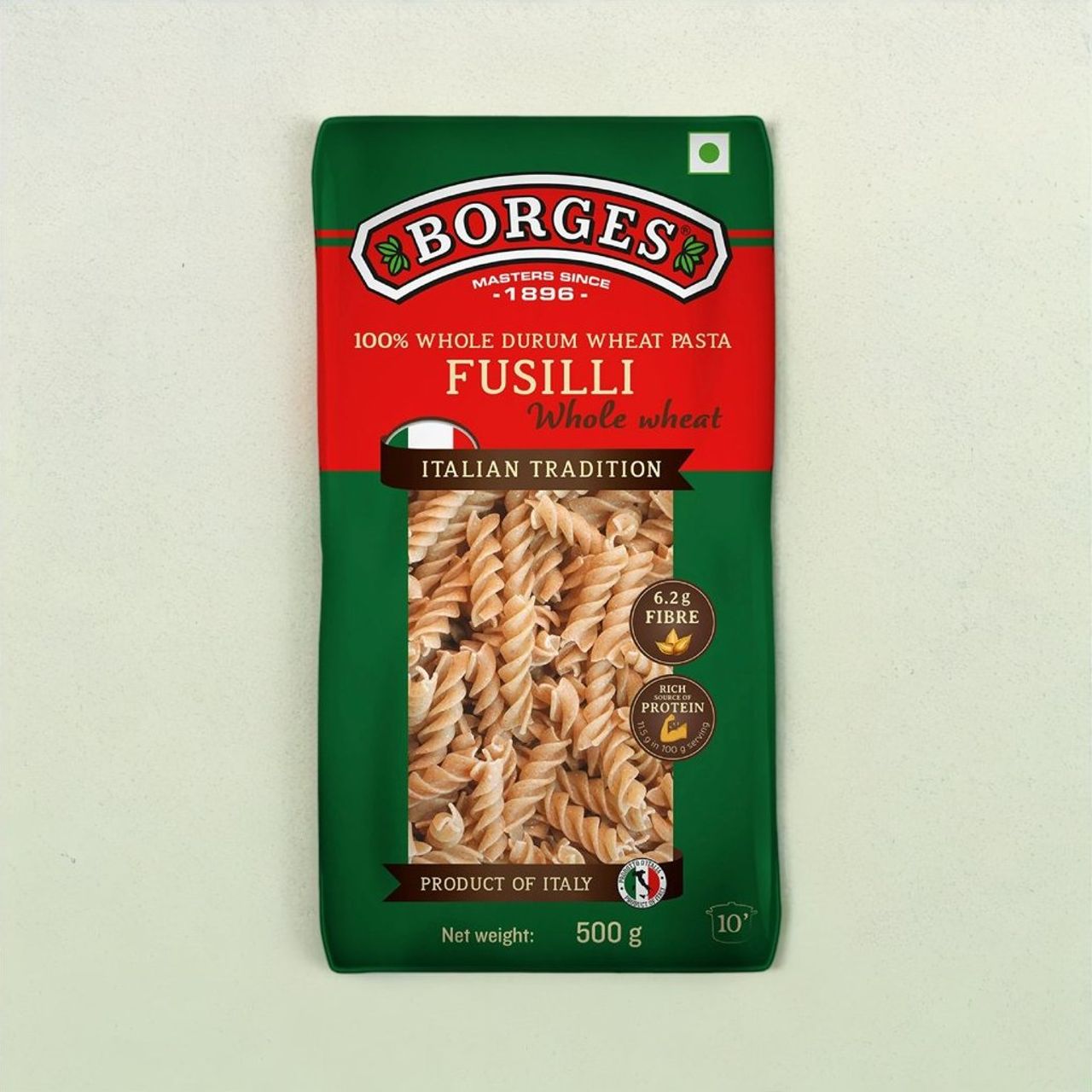 BORGES Whole Durum Wheat Pasta Fusilli
