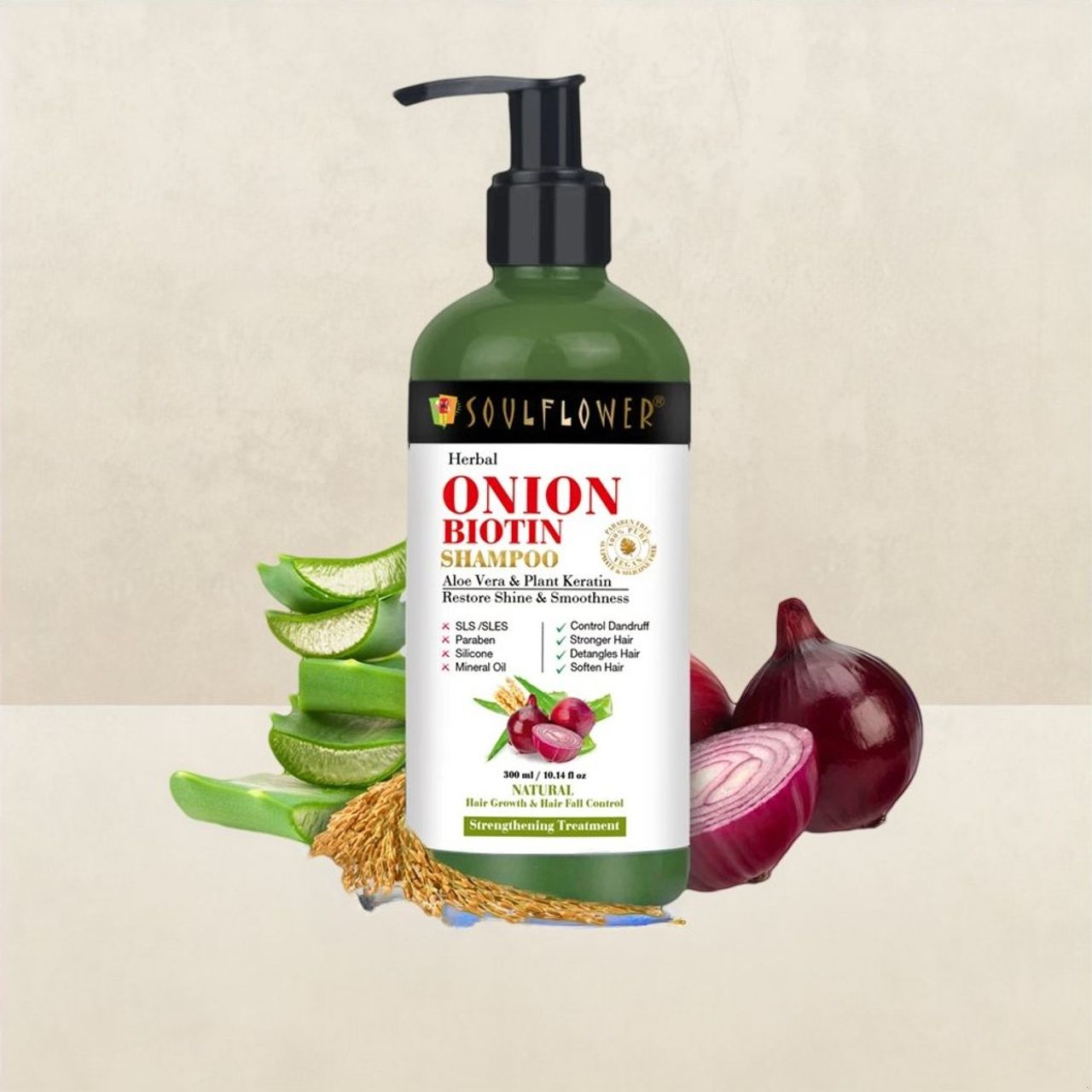 Soulflower Onion Biotin Shampoo with Aloevera & Plant Keratin 