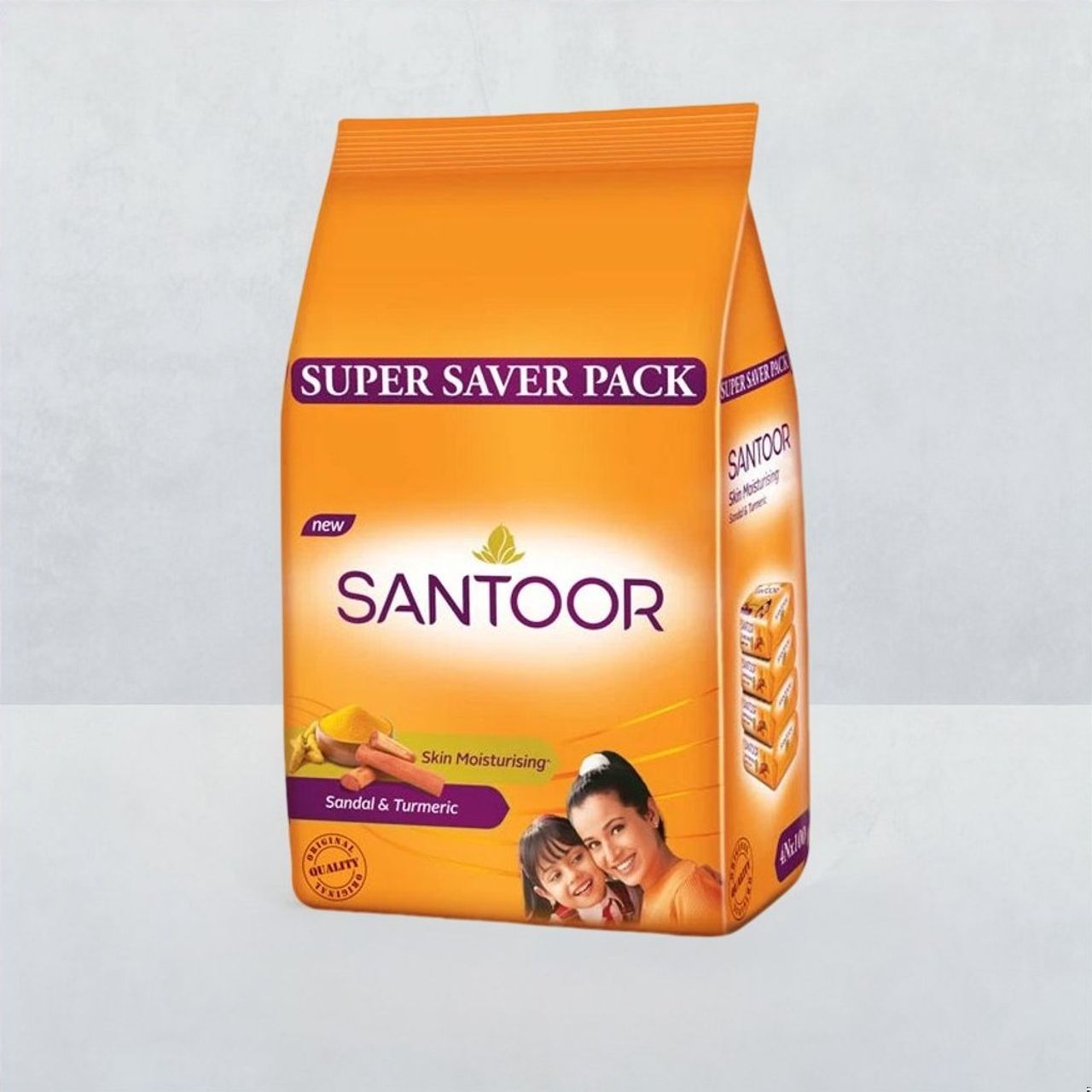 Santoor Skin Moisturizing Sandal and Turmeric Bathing Soap With Anti-Aging Properties