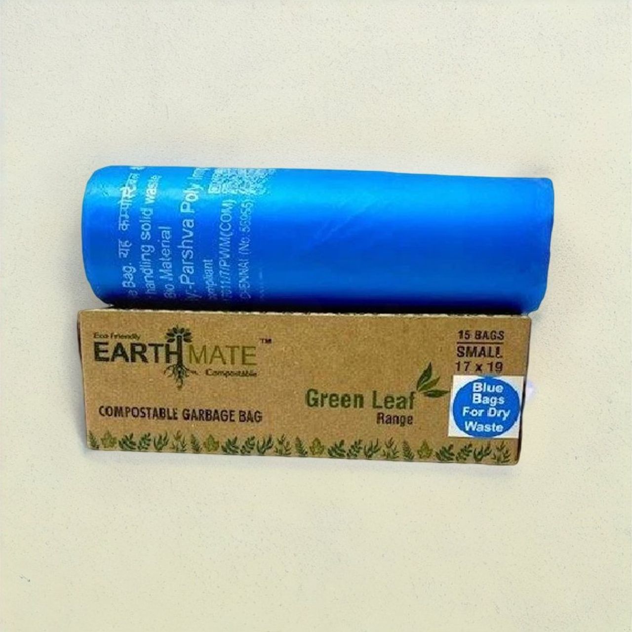 Earthmate Green Leaf Compostable Garbage Bags - Blue Small | 17 x 19 Inch