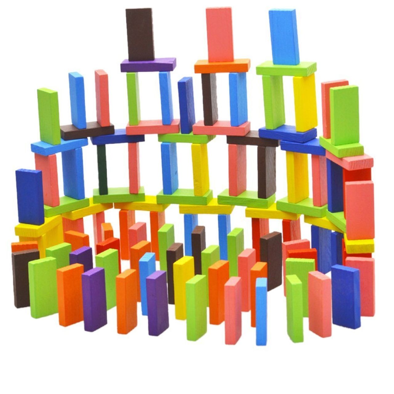 Toyshine 240 Pcs 12 Color Wooden Dominos Blocks Set For Kids Game Educational