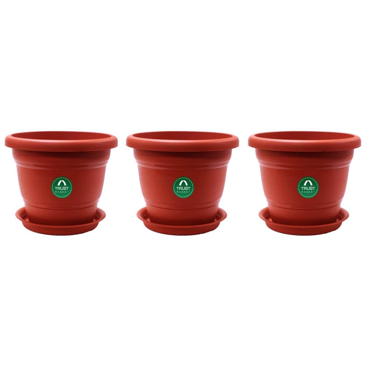 TrustBasket 14 Inch Round Pot with Saucer | Large Pots for Balcony & Indoor Use