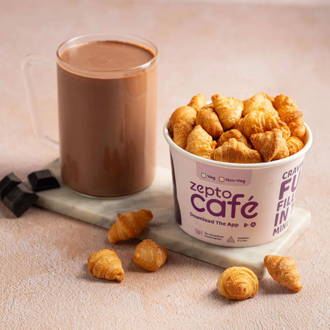 Hot Chocolate (1pc) & Mini Butter Croissants (1pc) Combo