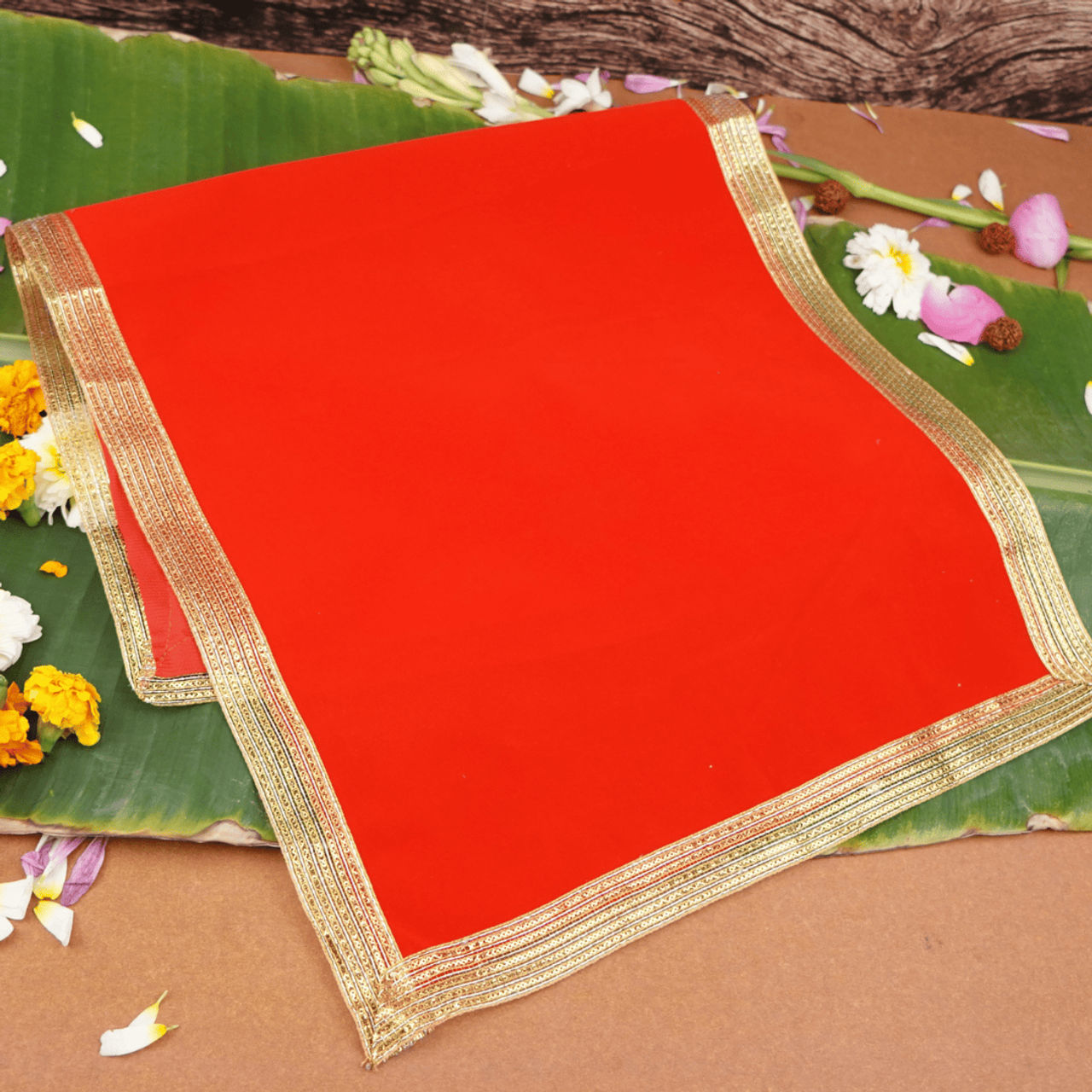 ServDharm Red Velvet Puja Aasan | 71 x 35 cm
