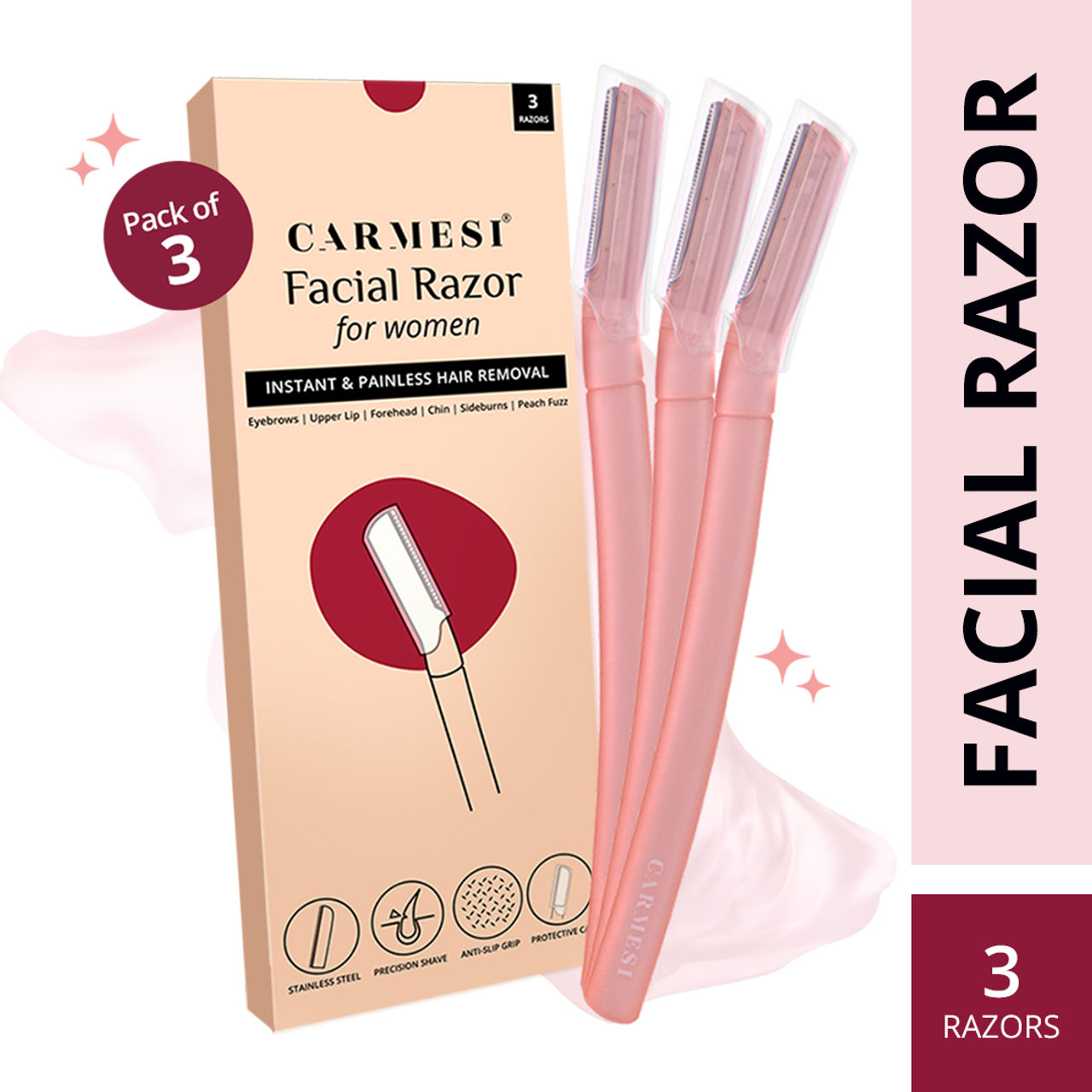 Carmesi Reusable Face Razor for Women Facial Hair | Instant & Painless Hair Removal