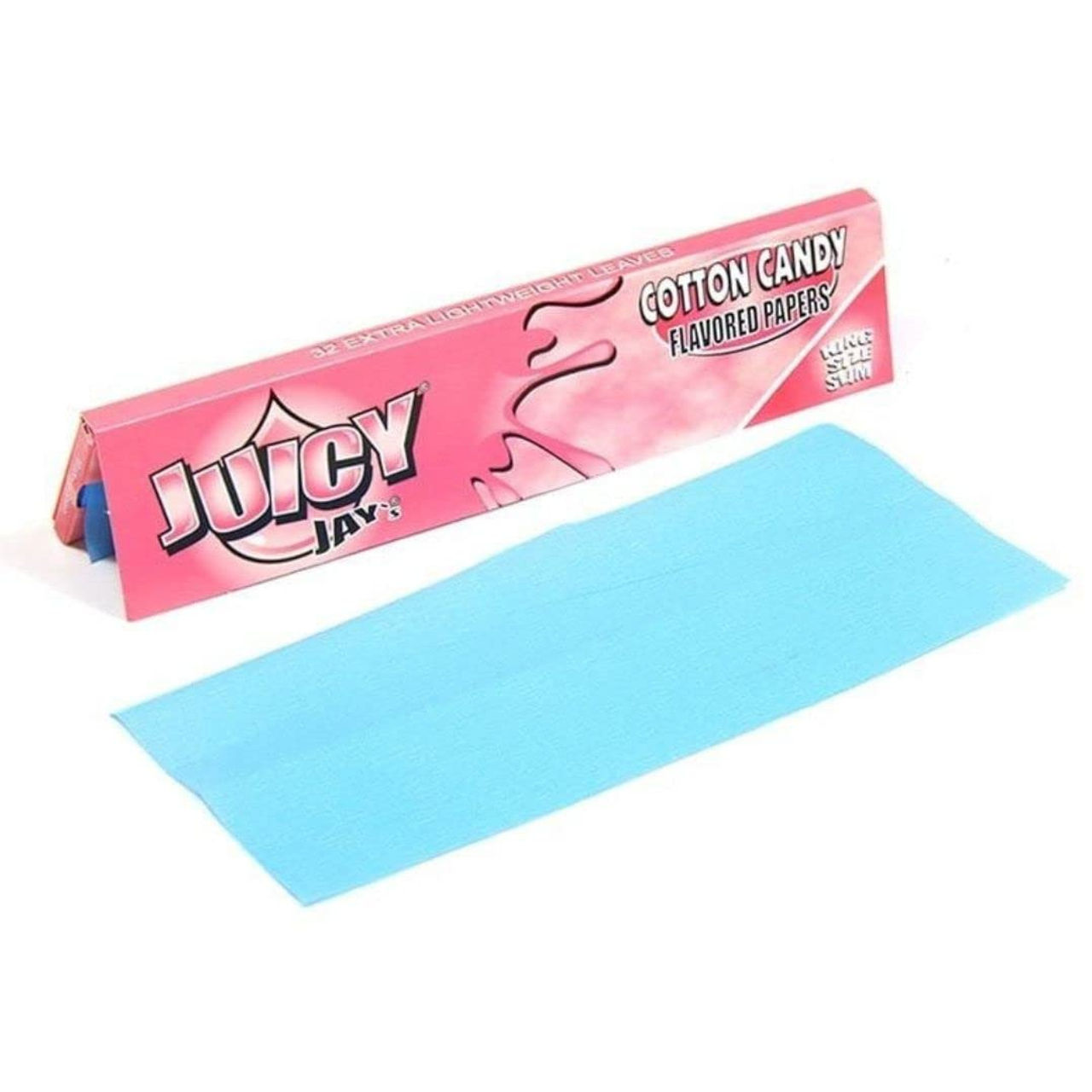 Juicy Jay's Cotton Candy Flavoured Rolling Paper King Size Slim - 32 Leaves/Pack