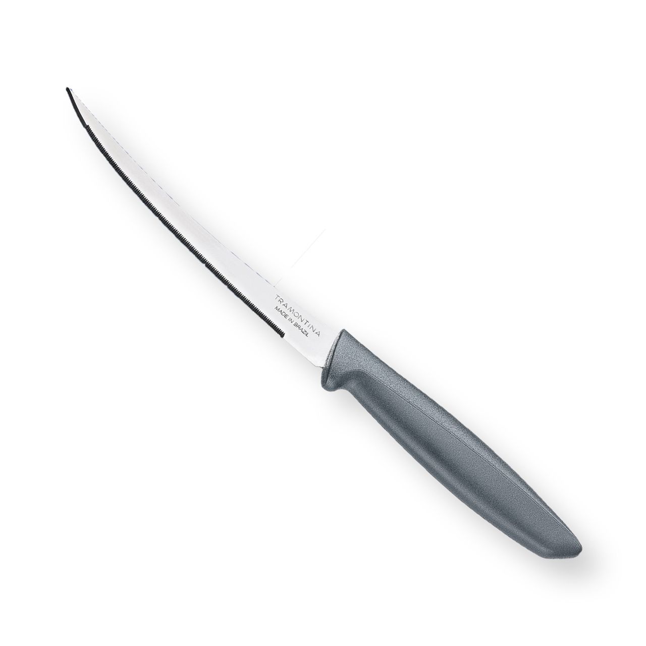 Tramontina Plenus Stainless Steel Tomato Knife/, 12cm/4.7 inch | Grey | Micro-Serrated Edge/Wavy/Serrated Edge Knife | Polypropylene Handle | Dishwasher Safe | 5 Year Warranty | Made in Brazil