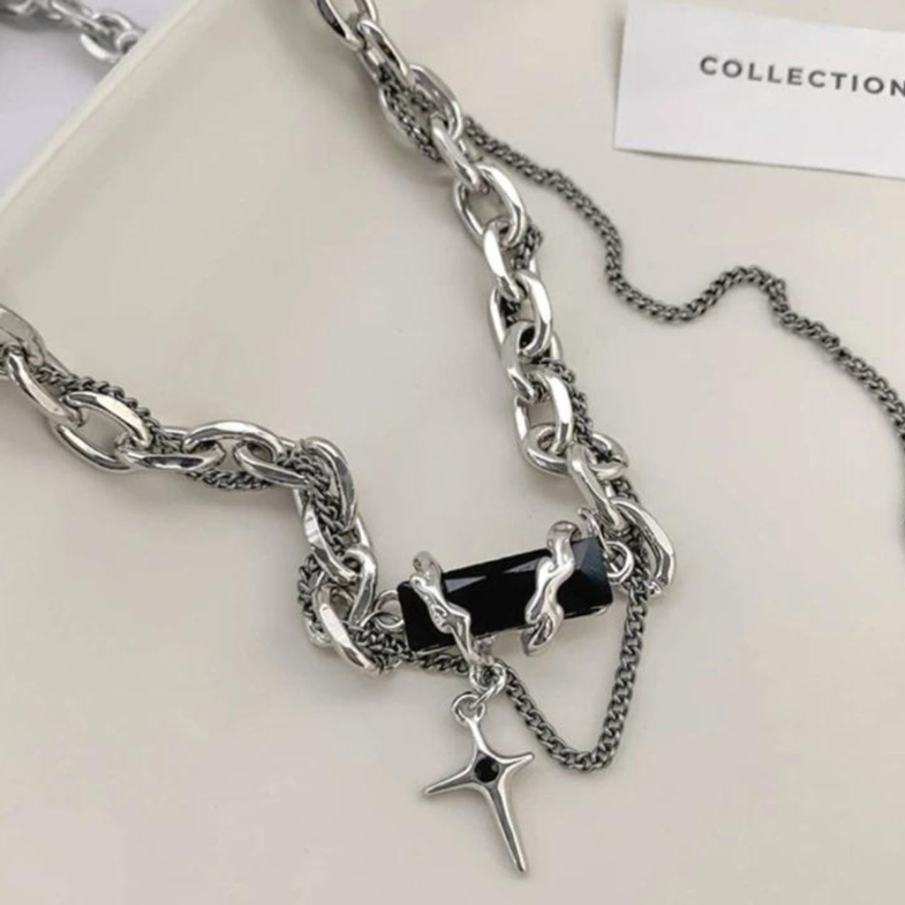 Salty Alpha Rugged Modern Pendant with Chain for Men and Boys| Anti-Tarnish | Silver and Black