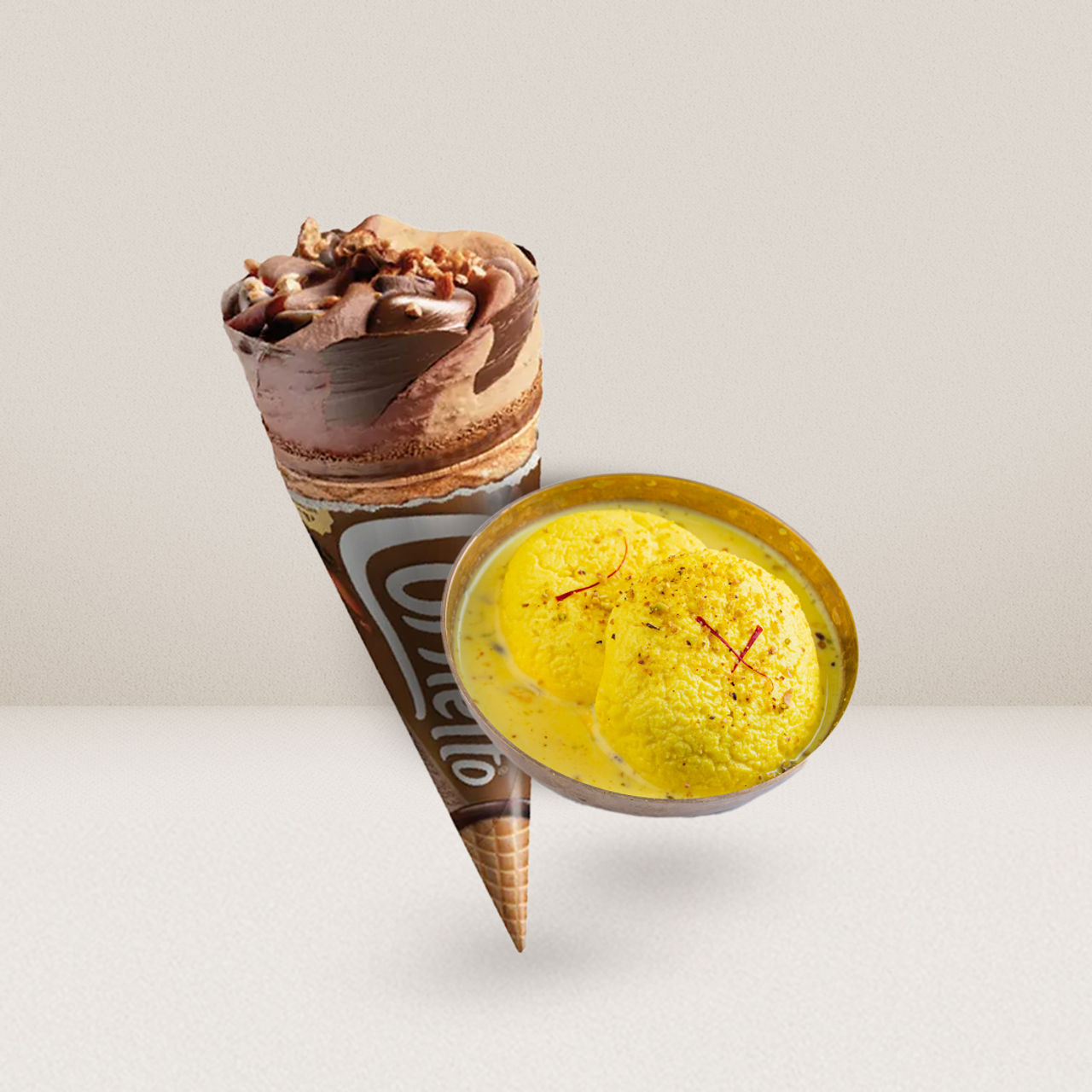 Kwality Wall'S Cornetto Double Chocolate & Kesari Rasmalai Combo