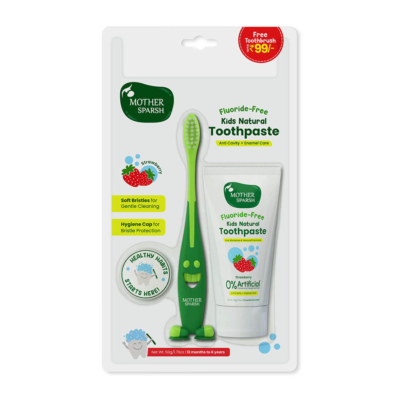 Mother Sparsh Fluoride - Free Kids Toothpaste Baby | Strawberry | 1 - 6 years