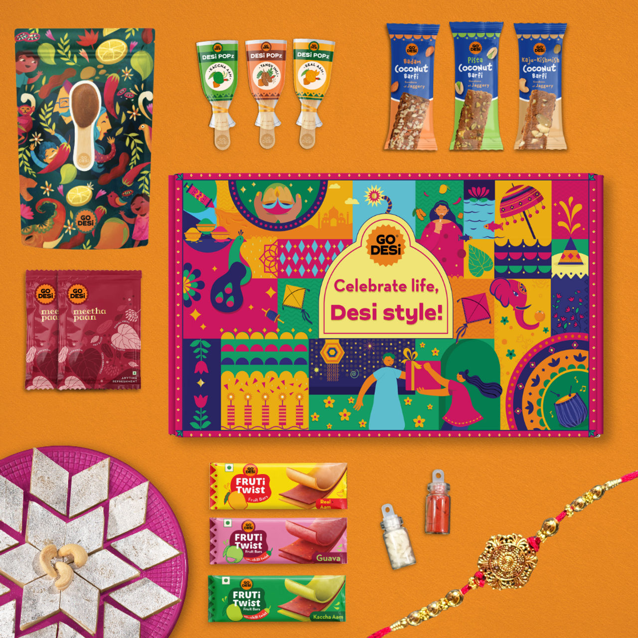 Trial Pack Gift With DESi POPz Candy, Meetha Paan, Choco Paan, Barfi & Toran by GO DESi