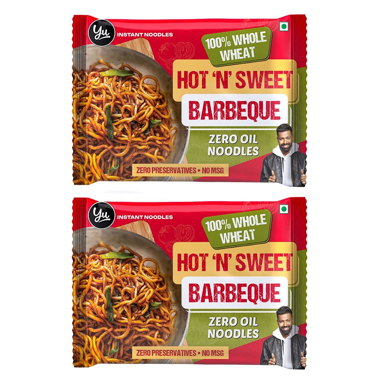 Yu Hot Barbeque - 100% Whole Wheat Instant Noodles | Pack Of 2