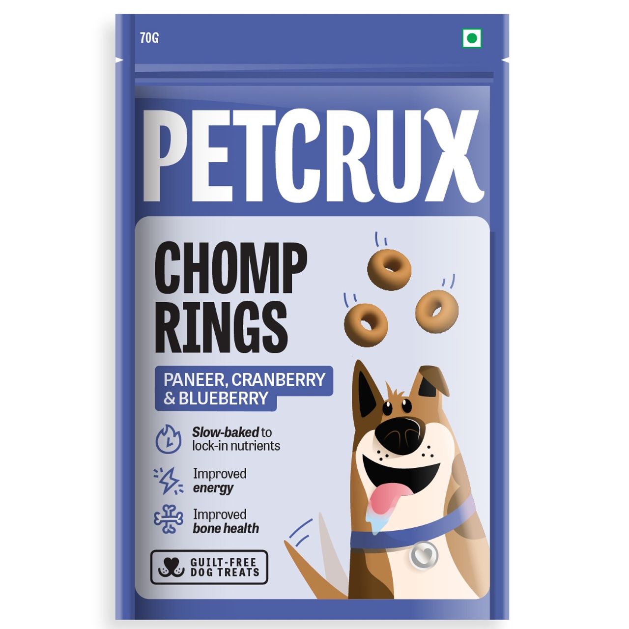 Petcrux Chomp Rings Guilt-Free Dog Treats - Paneer, Cranberry & Blueberry