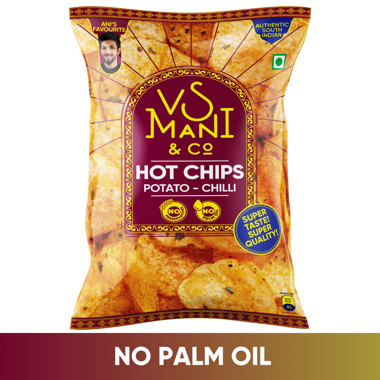 VS Mani Potato Hot Chips Chilli, No Palm Oil