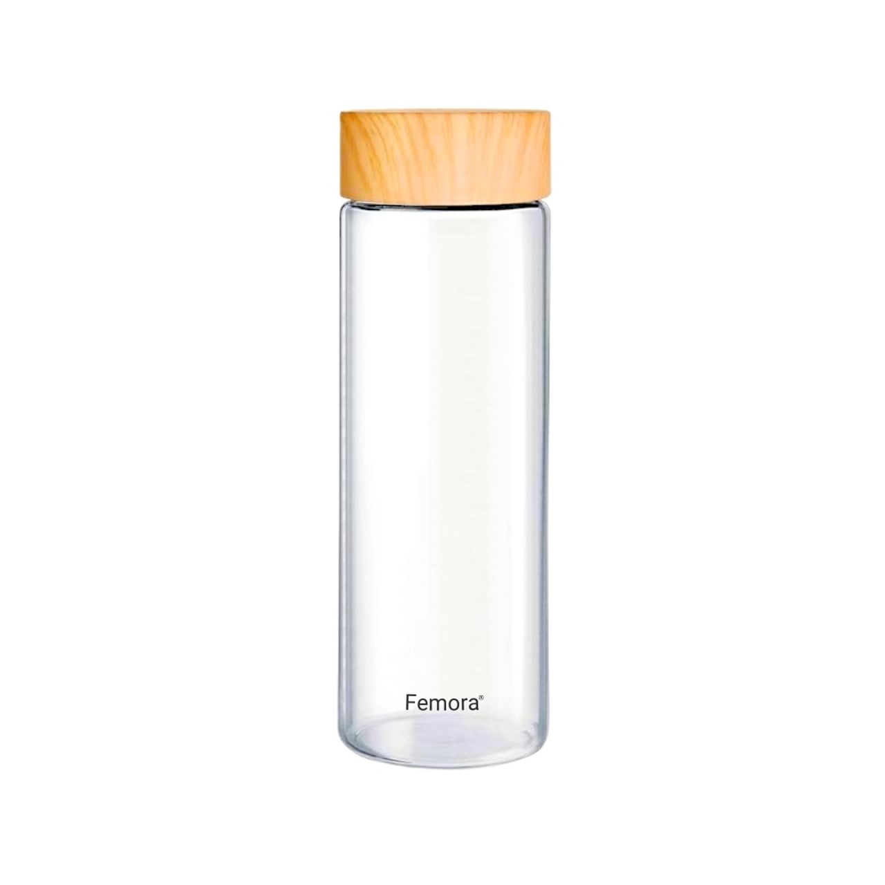 Femora Glass Bottle With Wooden Lid Finish 750 Ml 1 Pc Borosilicate Glass