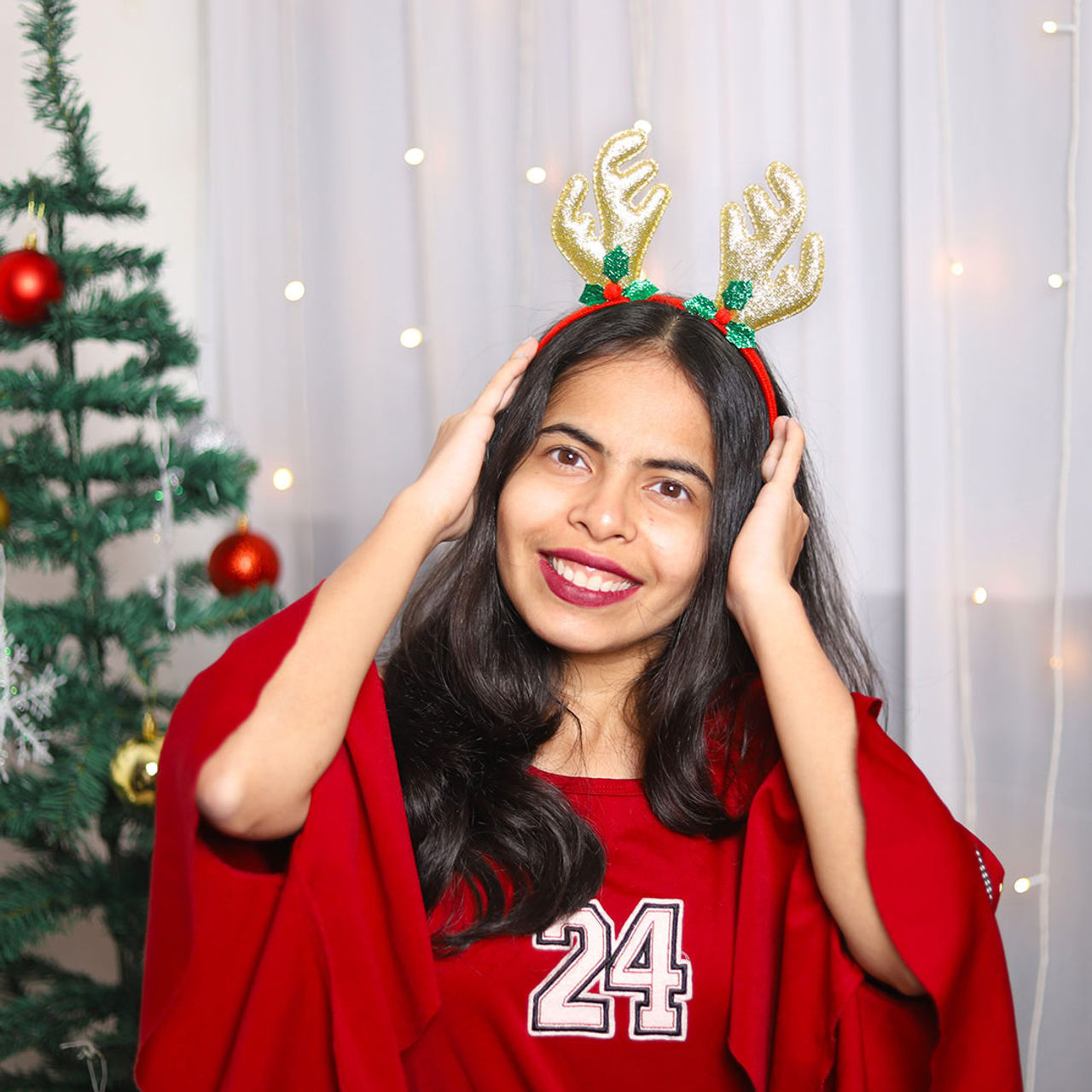 Christmas Party Hair Band With Golden Wings