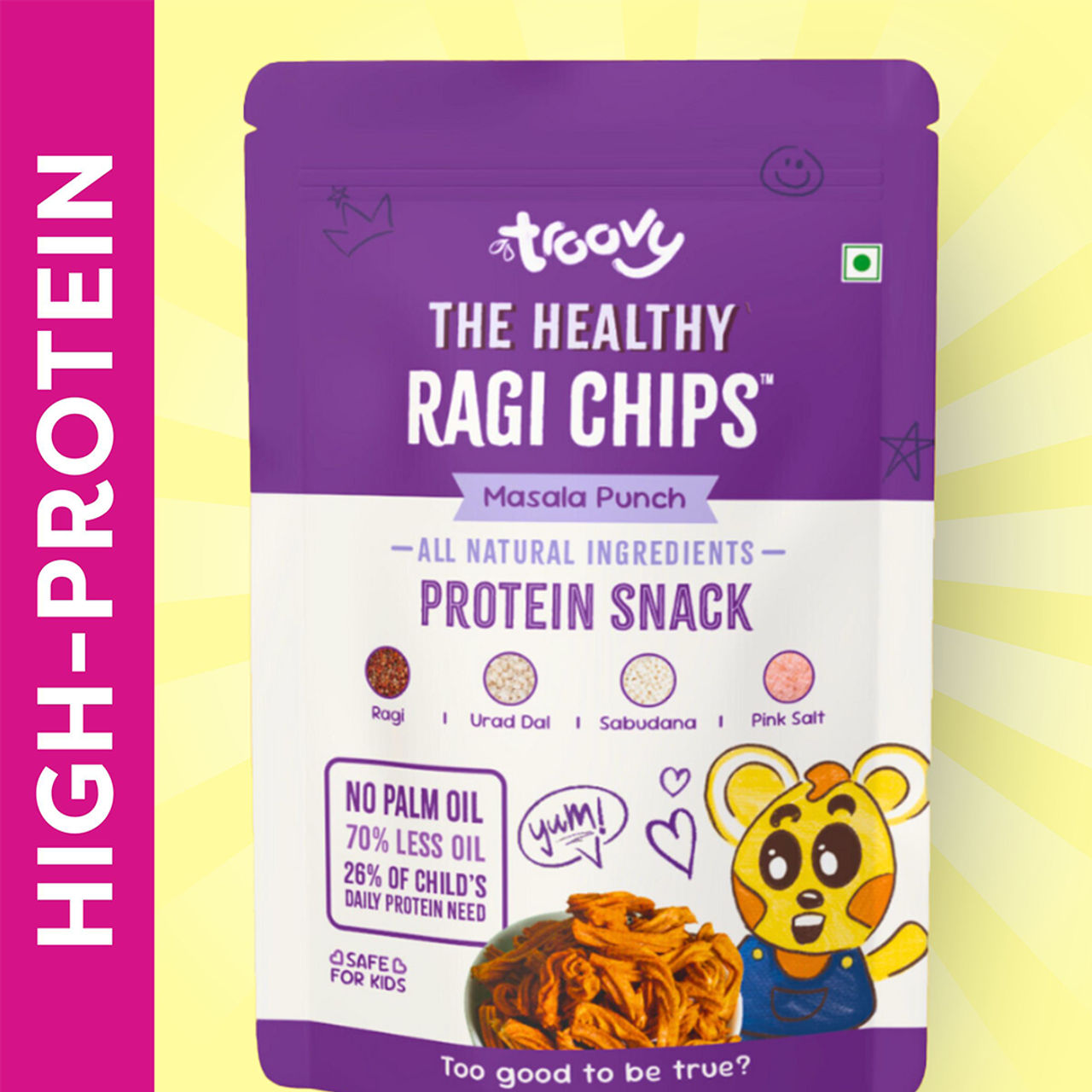 Troovy Healthy High Protein Ragi Chips (No Palm Oil, No Chemicals)