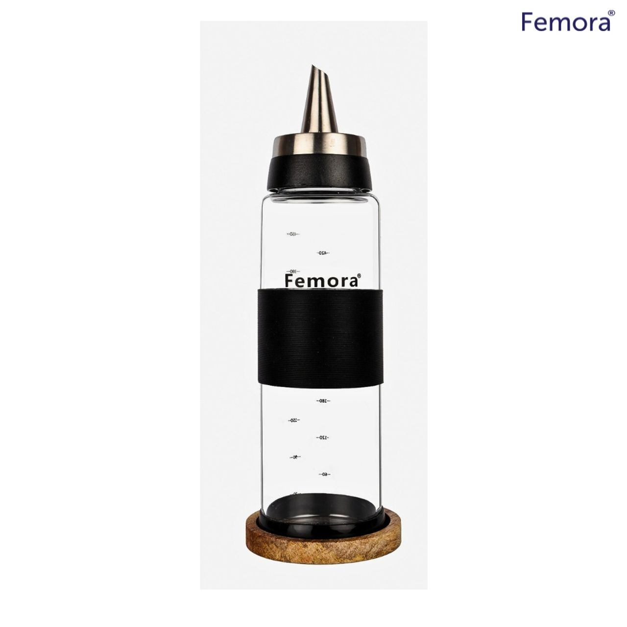 Femora Leak Proof Oil Flow Oil Bottle Dispenser With Silicone Support 500Ml Borosilicate Glass