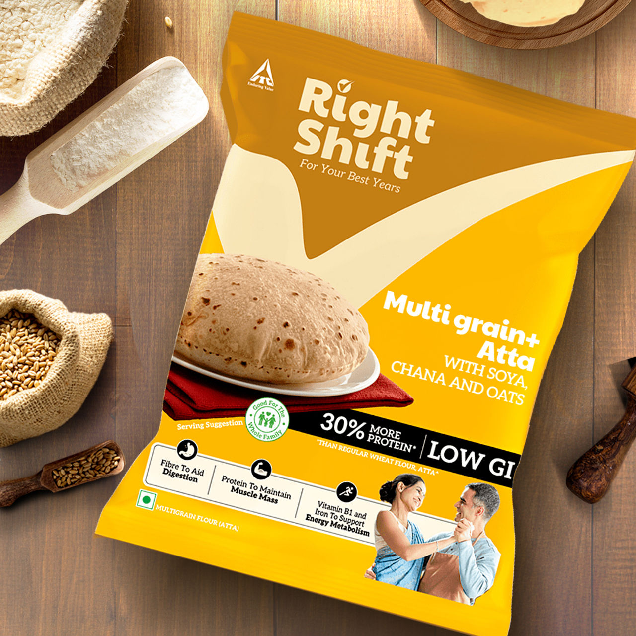 Right Shift by ITC Multigrain Atta with 30% More Protein | Goodness of Soya, Chana and Oats