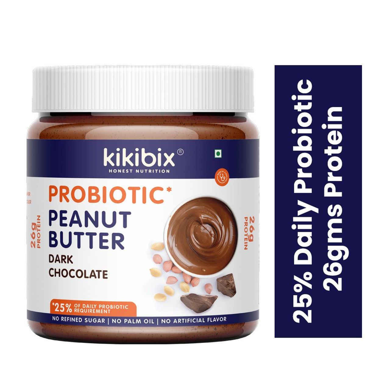 Probiotic Dark Chocolate Peanut Butter, No Refined Sugar, No Added Oil,With 25% Daily Probiotic