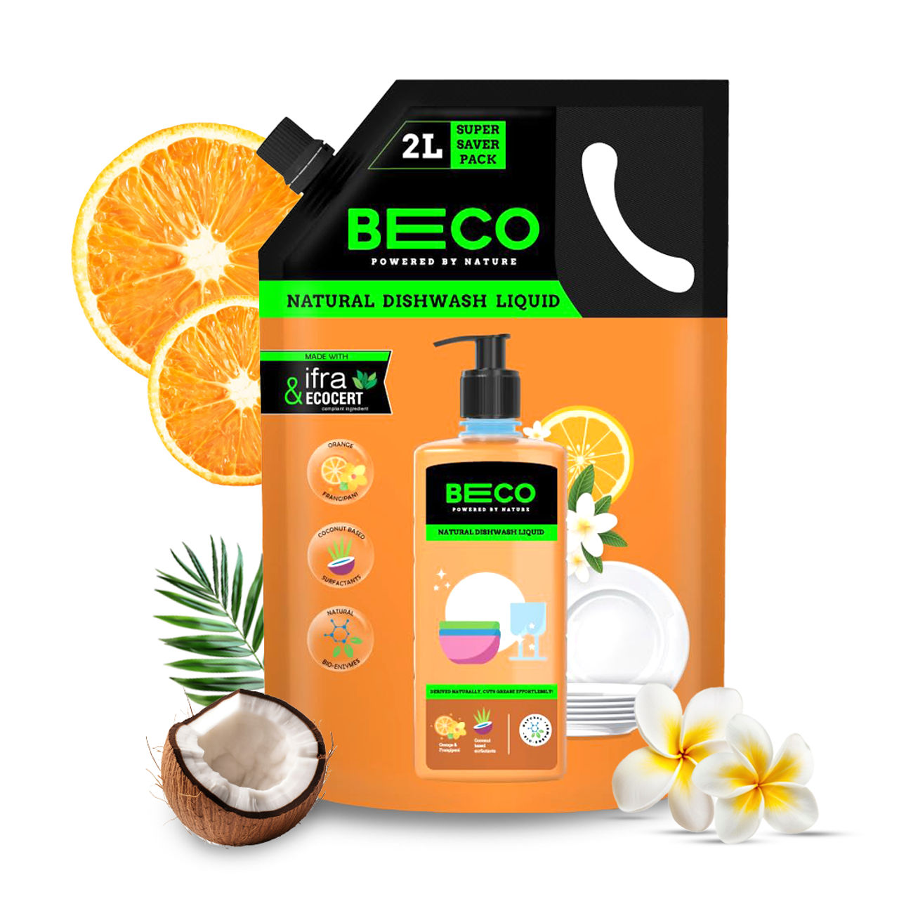 Beco Natural Orange Citrus Freshness Dishwash Liquid Refill