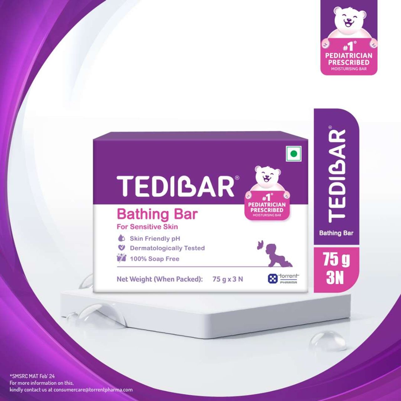 Tedibar Family Bathing Bar For Babies Sensitive Skin Pack Baby Soap Kids | Pink | 0 - 6 years
