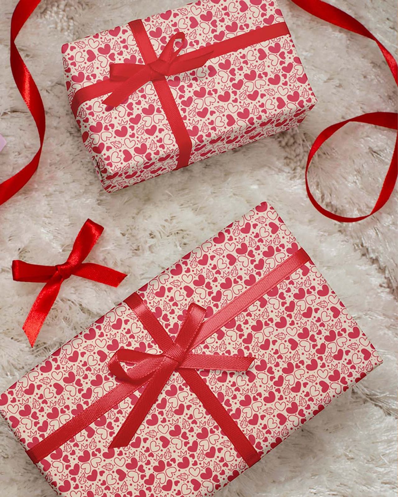 Mad Over Print Red Fill Heart Gift Wrapping Paper | Pack of 2