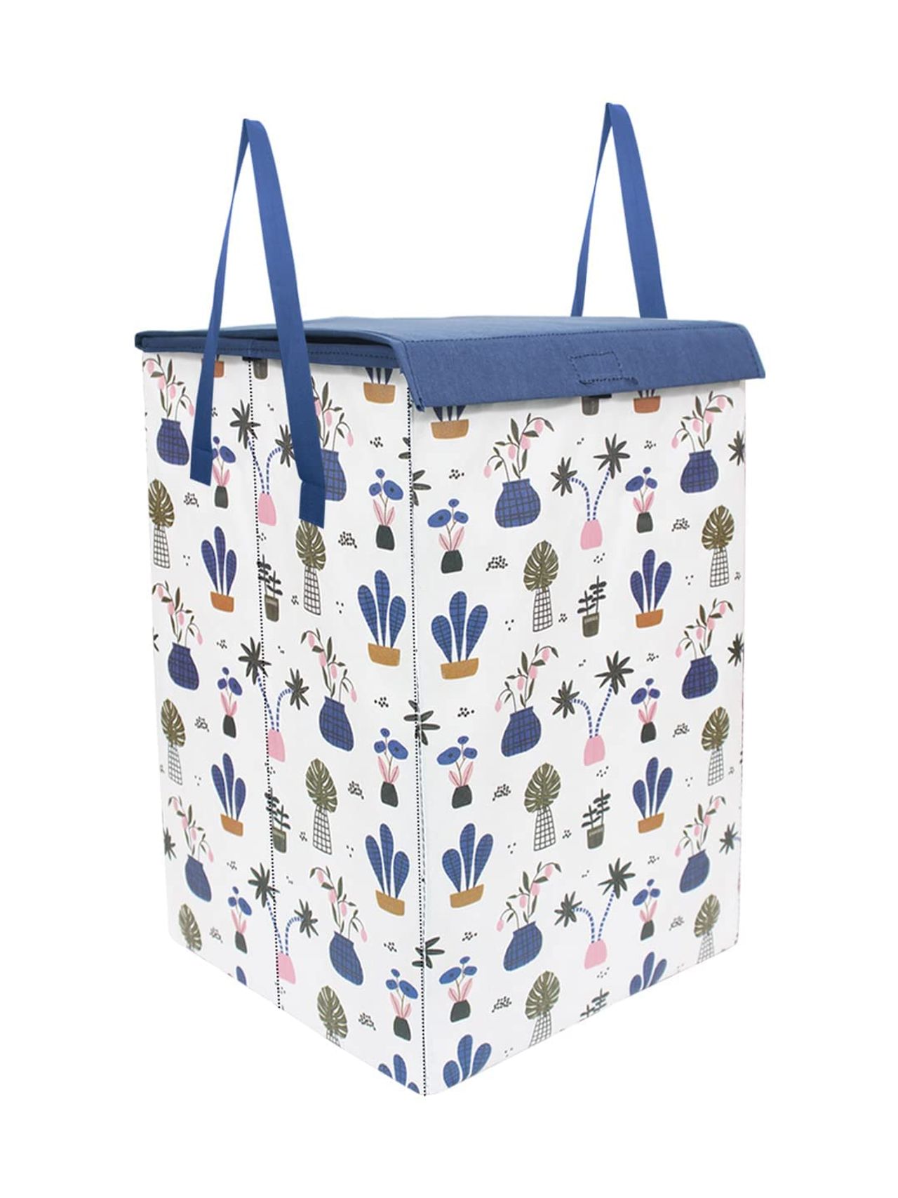 PrettyKrafts 75 L Folding Laundry Hamper | Clothes Basket with Lid & Carry Handles | White - Large