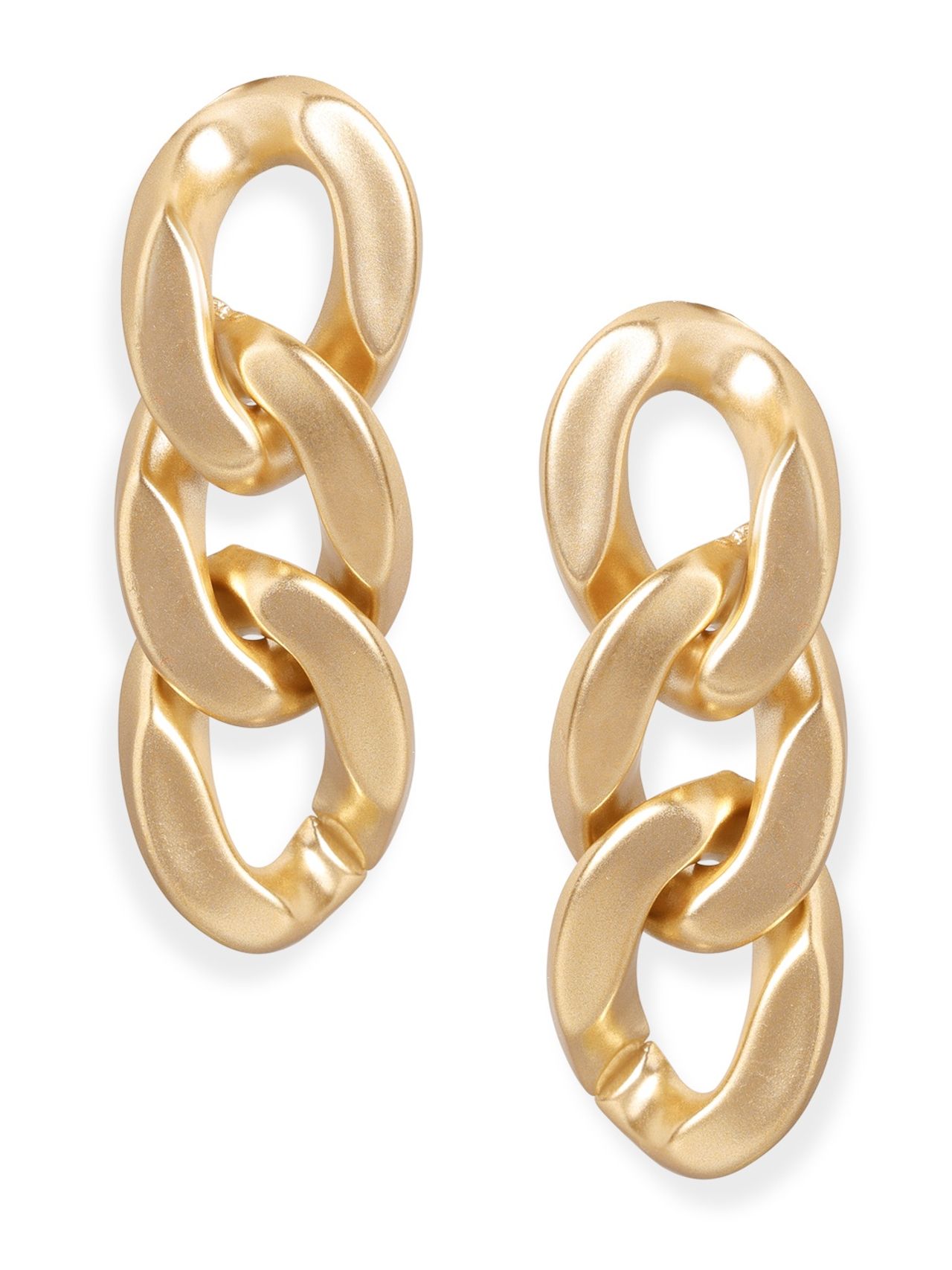 Rubans Gold Plated Matte Finish Chain Link Drop Earrings