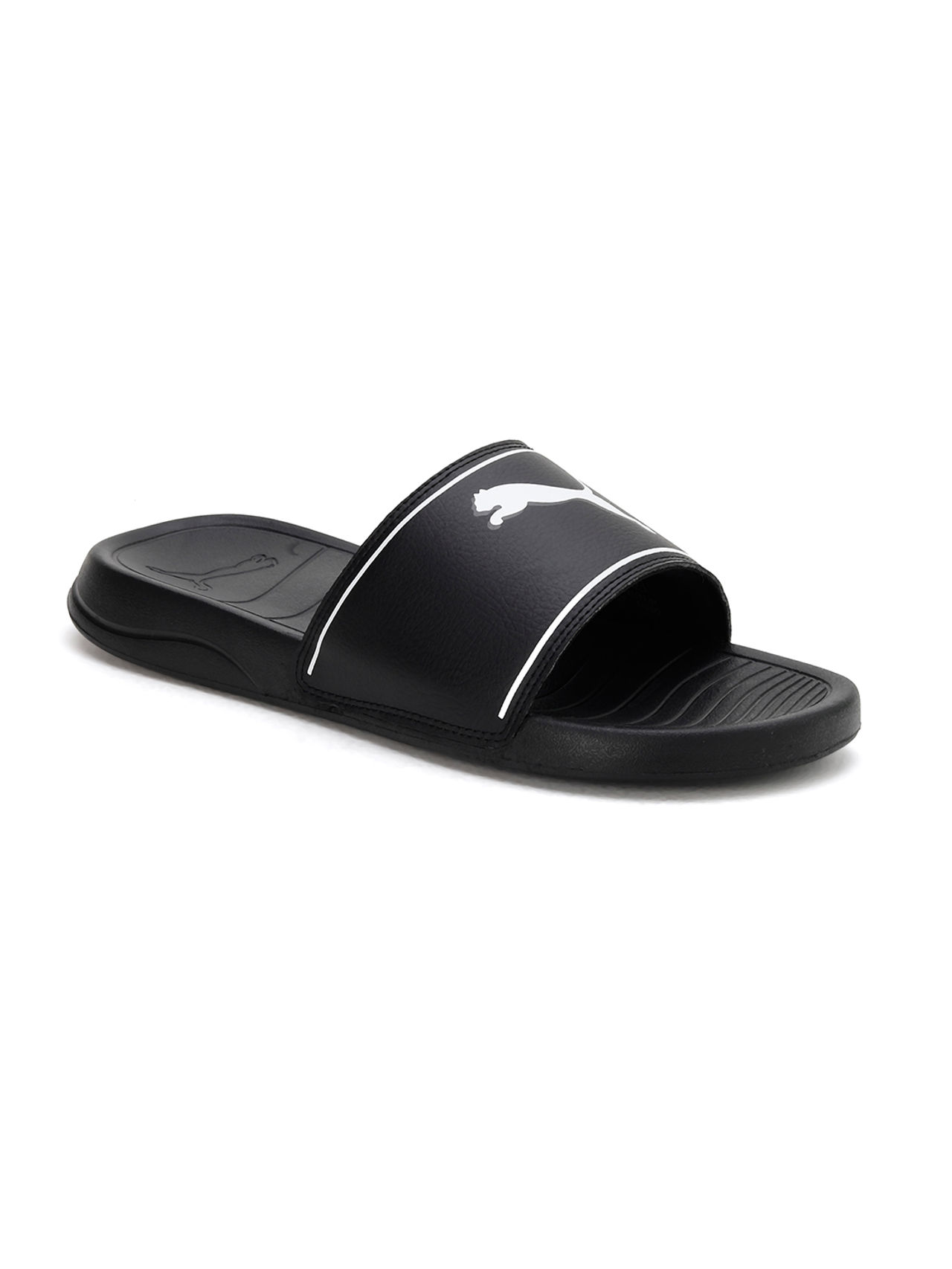 Puma Marine Unisex Slides | Black- White-Castlerock | Size - UK 7