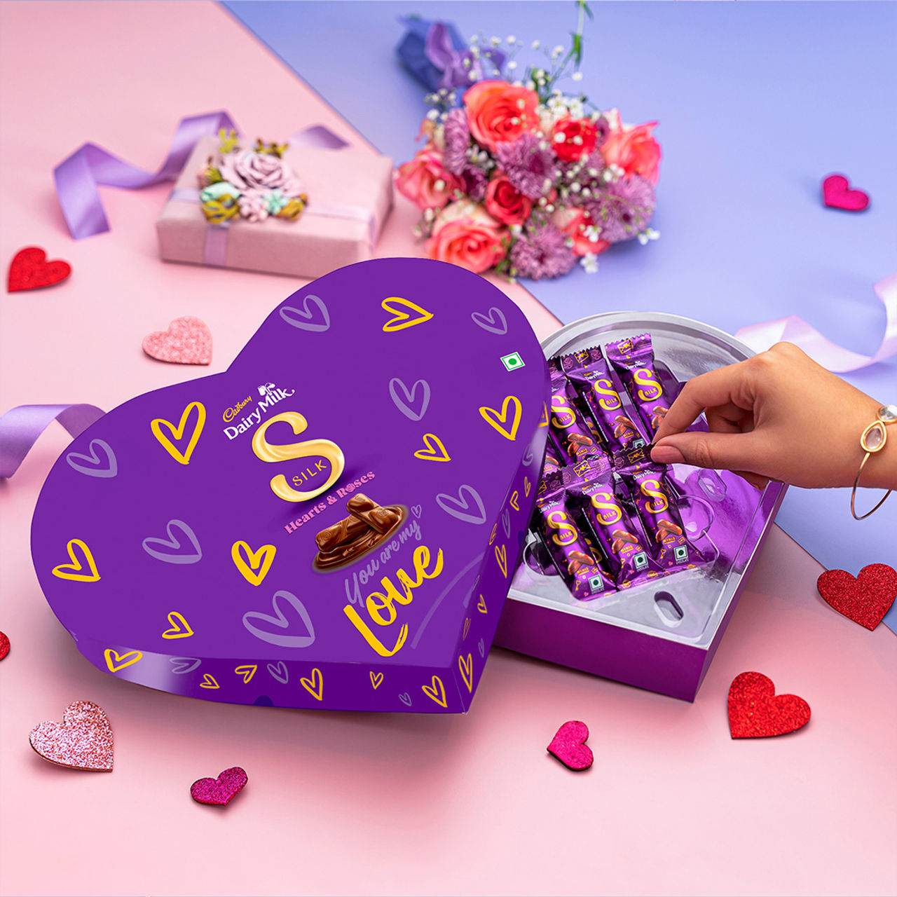 Cadbury Dairy Milk Silk Heart Shaped Valentines Chocolate Gift Box