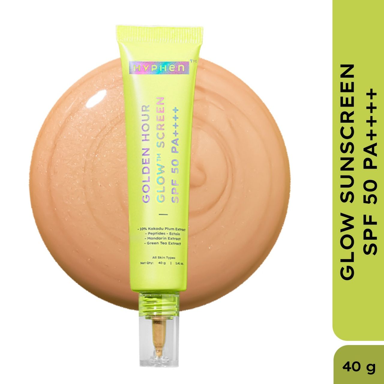 Hyphen Golden Hour Glow Sunscreen SPF 50 PA++++ For Dewy - Bright Skin| High UVA-B Protection
