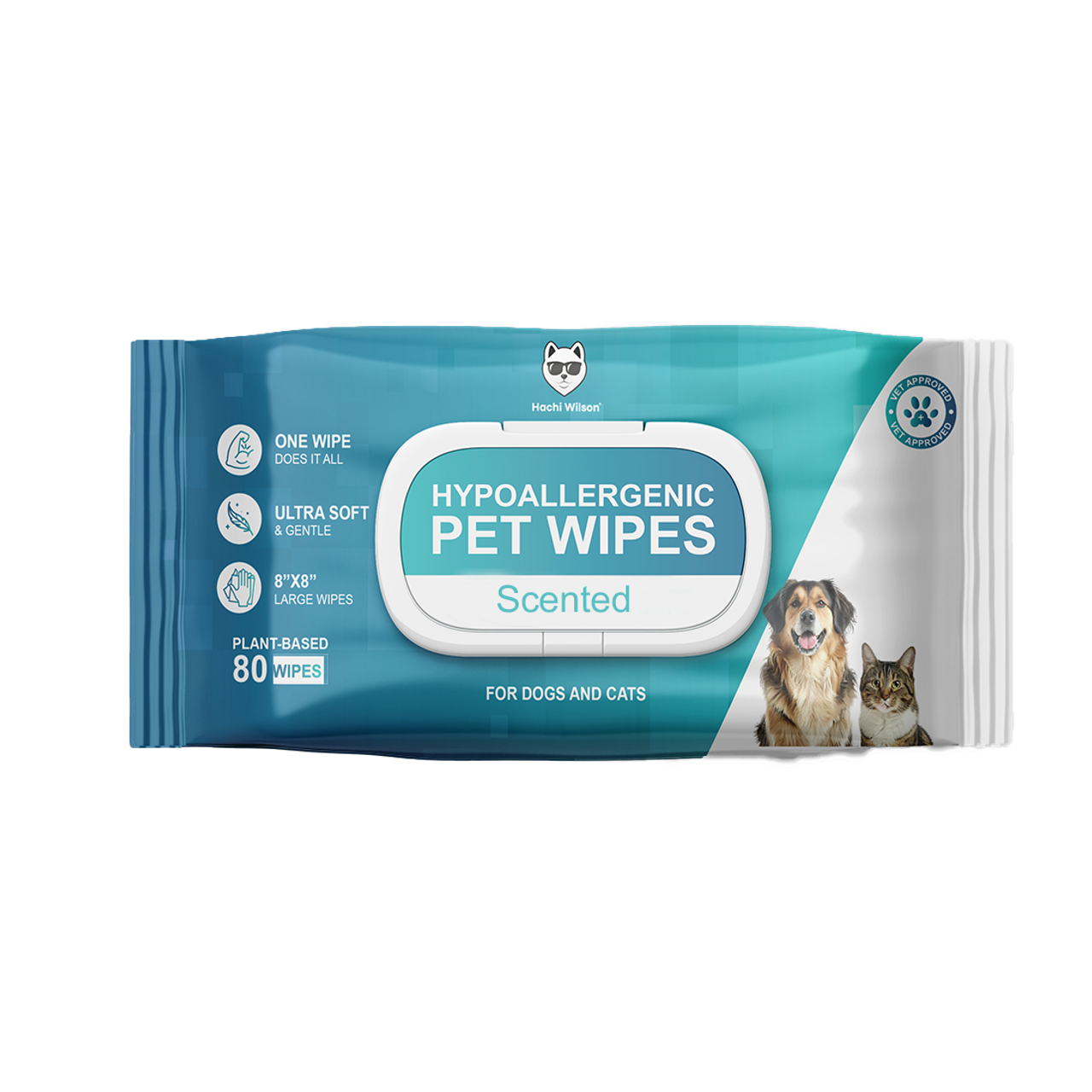 Hachi Wilson Premium Plant Based Pet Wipes (Dog/Cat) , Extra 25% Bigger Size