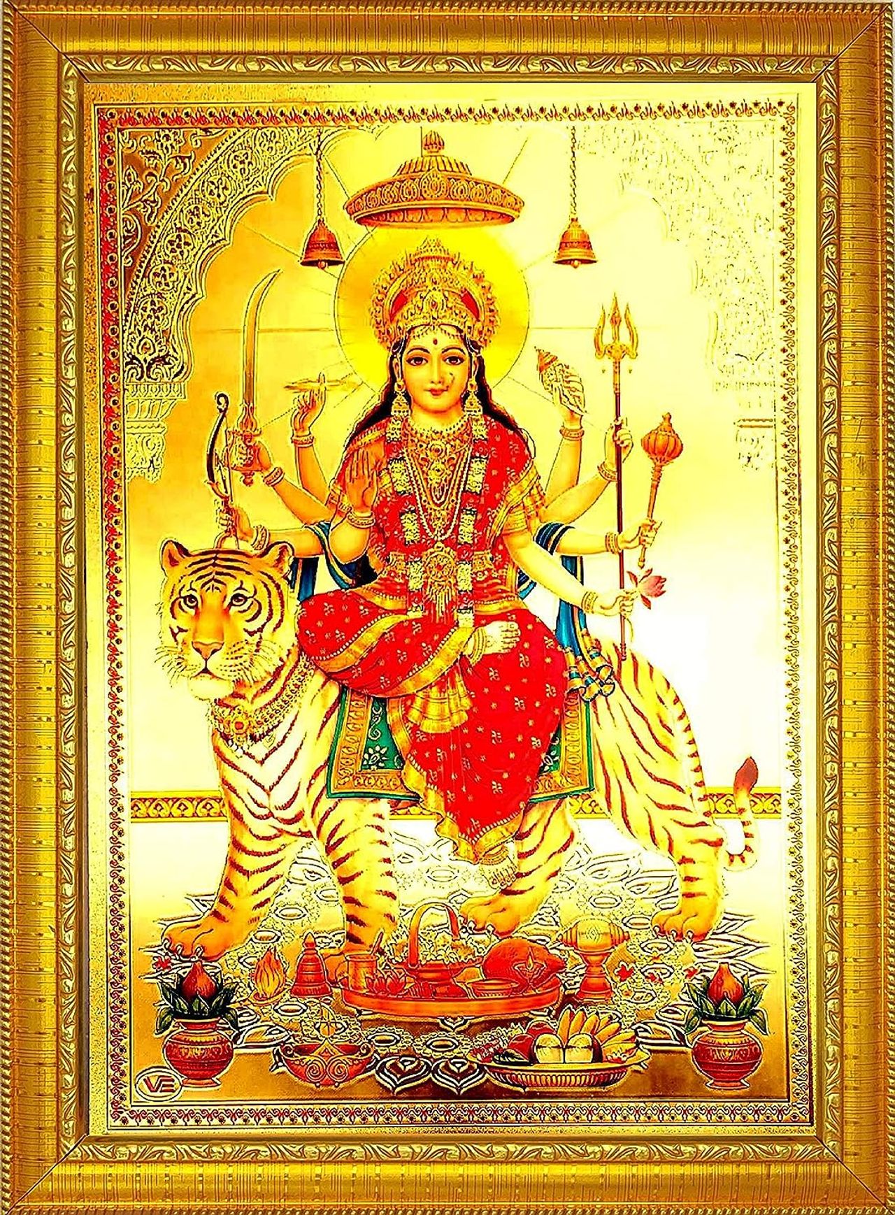 Sohum Durga Deity Photo - Red | One Size