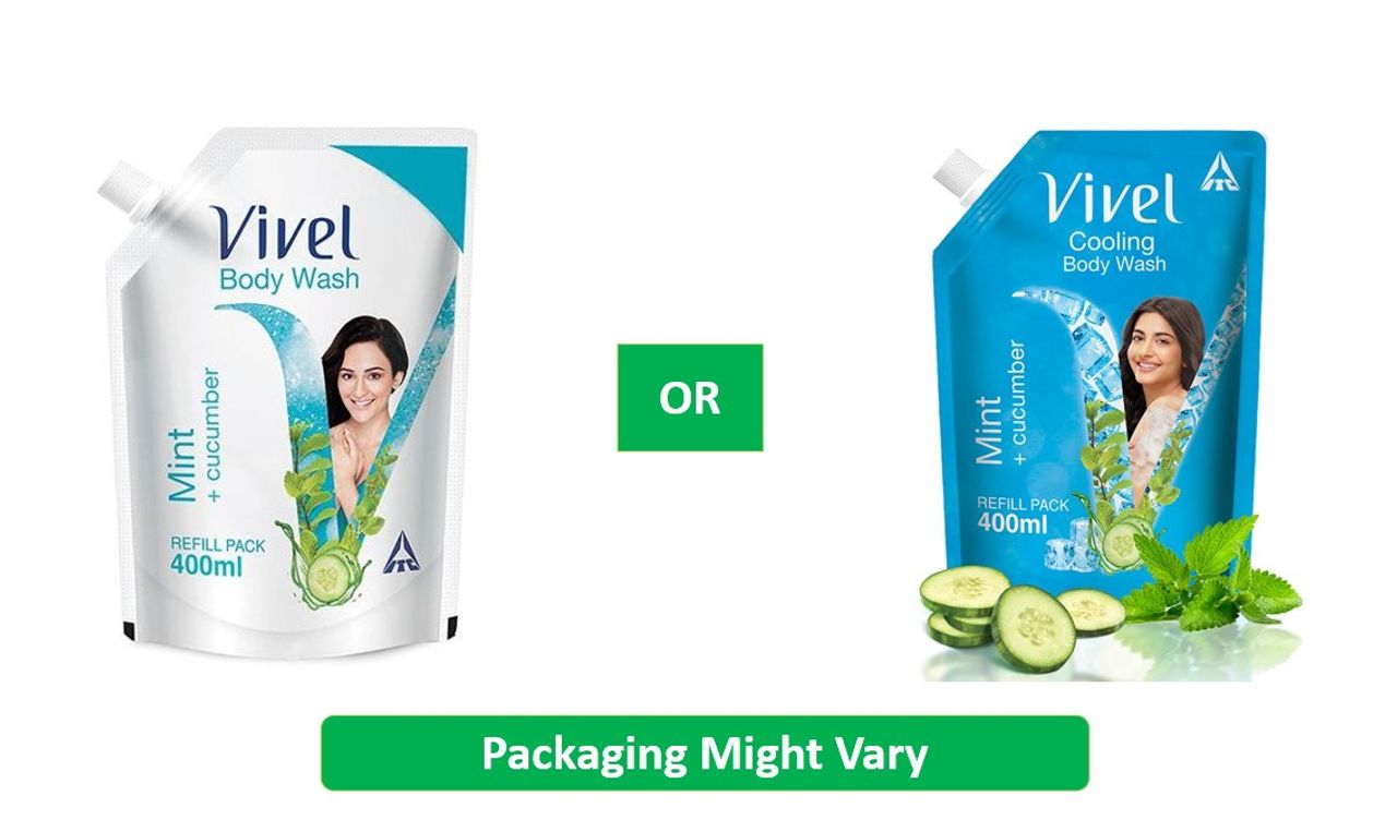 Vivel Body Wash Mint & Cucumber Shower Creme Liquid Refill Pouch