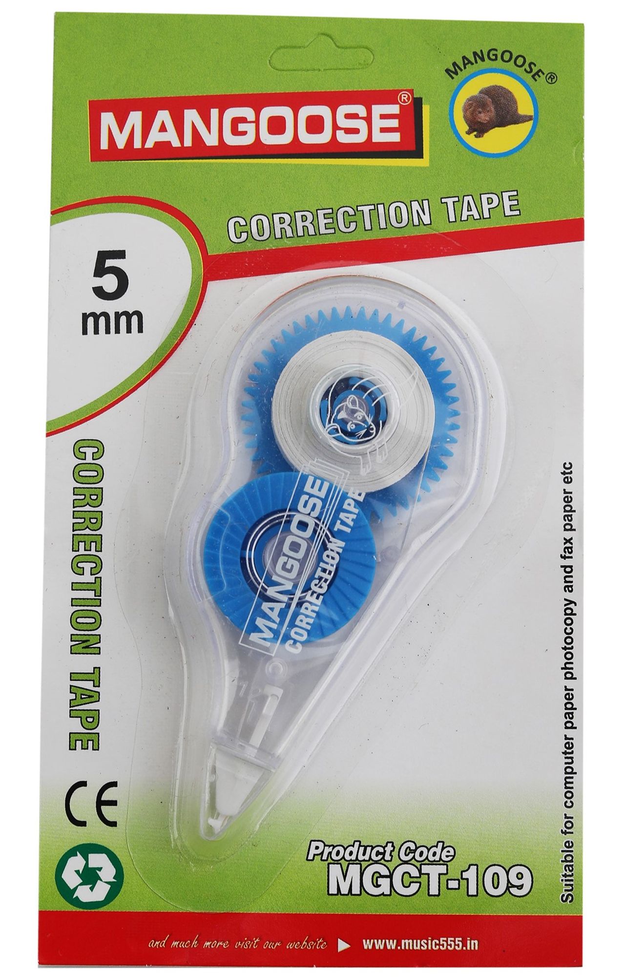 MCGT-109 Correction Tape - Polyvinyl Chloride Multicolor Tape | 12 m x 5 mm