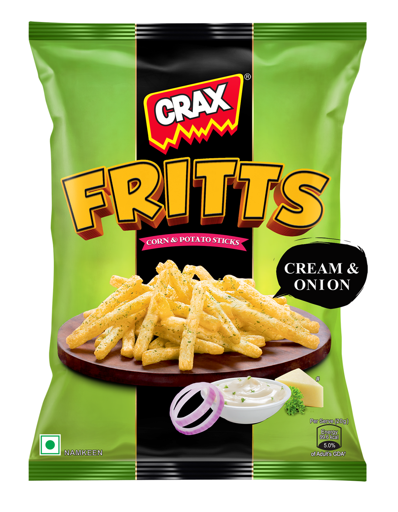 Crax Fritts Cream and Onion Corn & Potato Stick Snacks