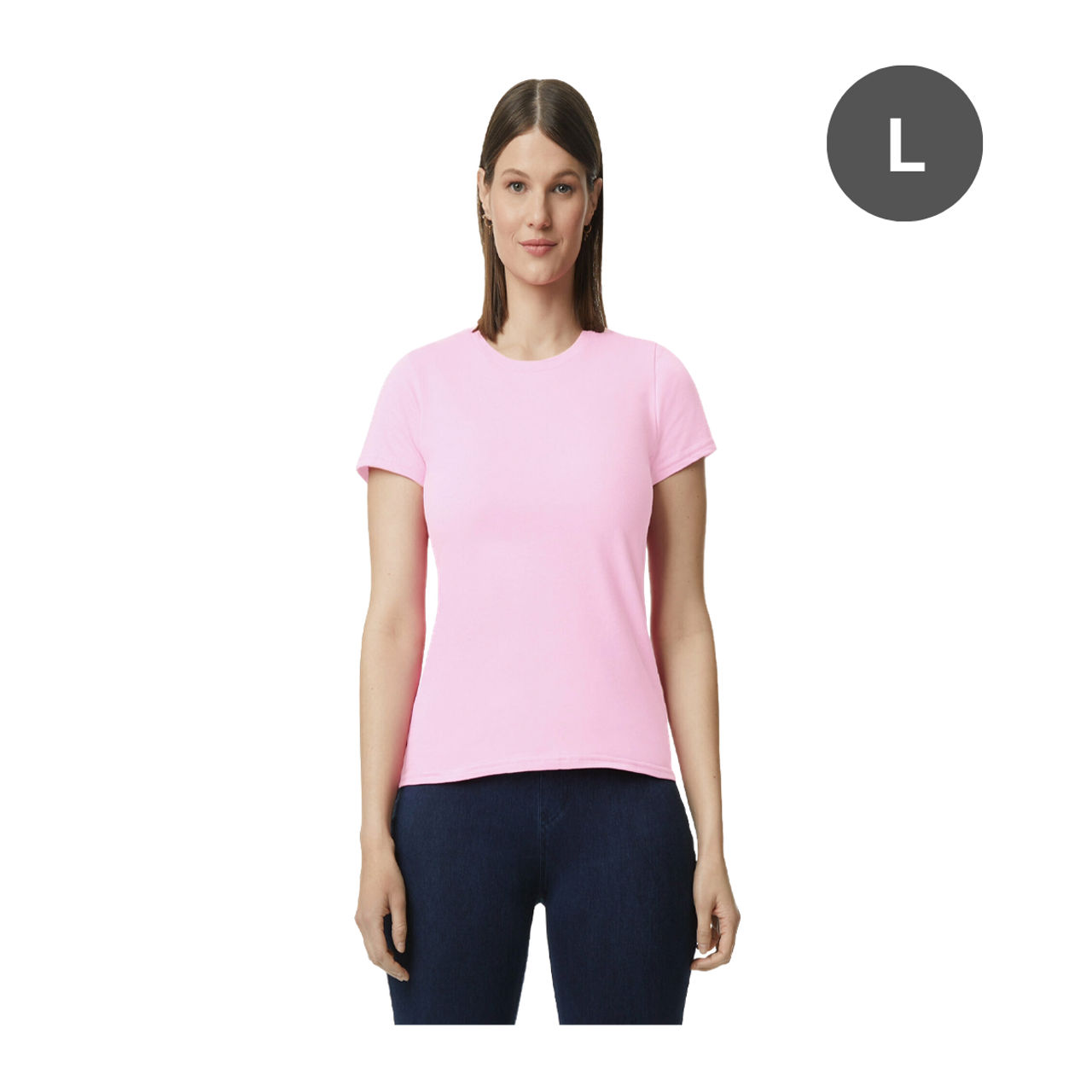 Gildan Women Cotton Solid Women's T-Shirt - L | Light Pink