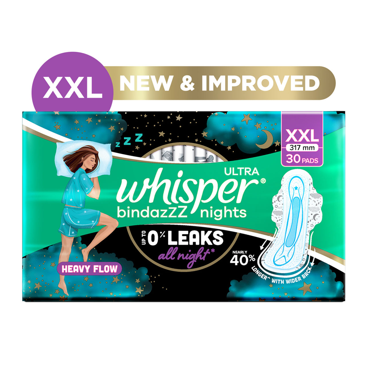 Whisper Bindazzz Nights XXL Sanitary Pads